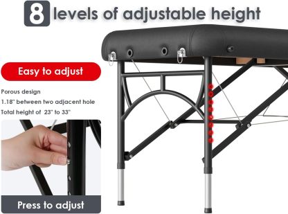CLORIS - Mesa de masaje profesional de 84 pulgadas, portátil, de aluminio reforzado, con capacidad para hasta 1000 libras, 2 plegables, ligeras, para spa, salón, tatuaje, cama de masaje, altura