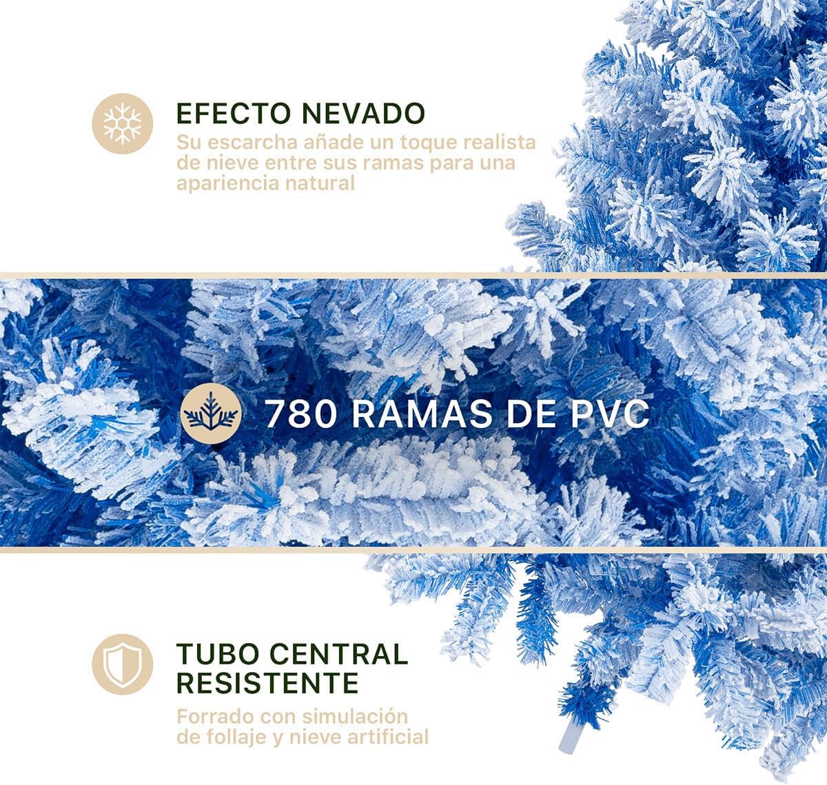 ESQUIMAL Árbol de Navidad Frondoso con Ramas Escarchadas, Pino Navideño (Rosa Nevado, 2.2 m)