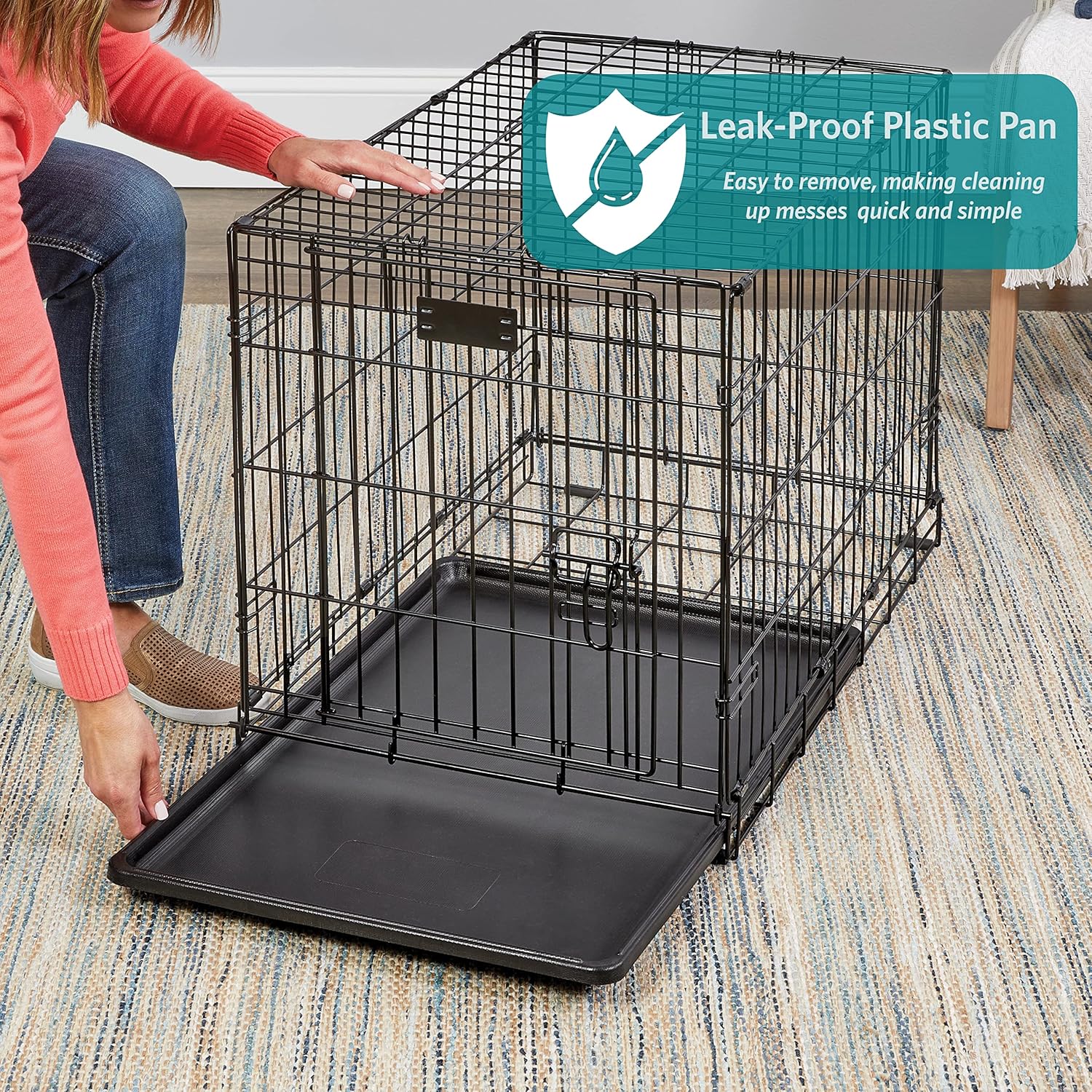 MidWest Homes for Pets - Jaula para perros XL | Jaula para perros MidWest iCrate de metal plegable con doble puerta con panel divisor, protege los pies y bandeja para perros a prueba de fugas | 48 pulgadas de largo x 30 de ancho x 33 pulgadas de alto, raz