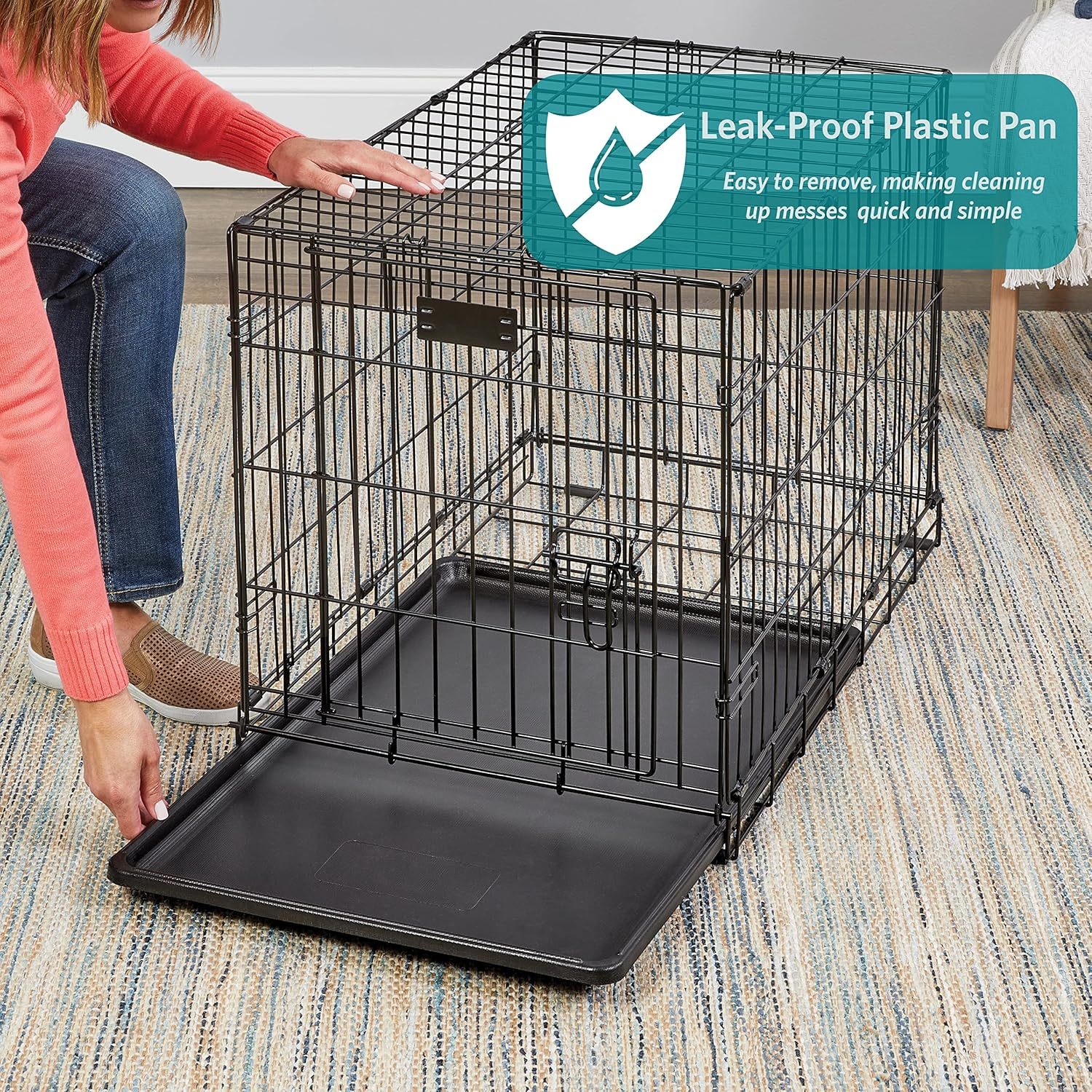 MidWest Homes for Pets - Jaula para perros XL | Jaula para perros MidWest iCrate de metal plegable con doble puerta con panel divisor, protege los pies y bandeja para perros a prueba de fugas | 48 pulgadas de largo x 30 de ancho x 33 pulgadas de alto, raz