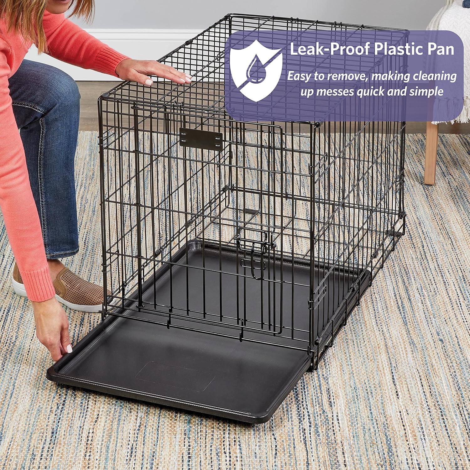 MidWest Homes for Pets - Jaula para perros XL | Jaula para perros MidWest iCrate de metal plegable con doble puerta con panel divisor, protege los pies y bandeja para perros a prueba de fugas | 48 pulgadas de largo x 30 de ancho x 33 pulgadas de alto, raz