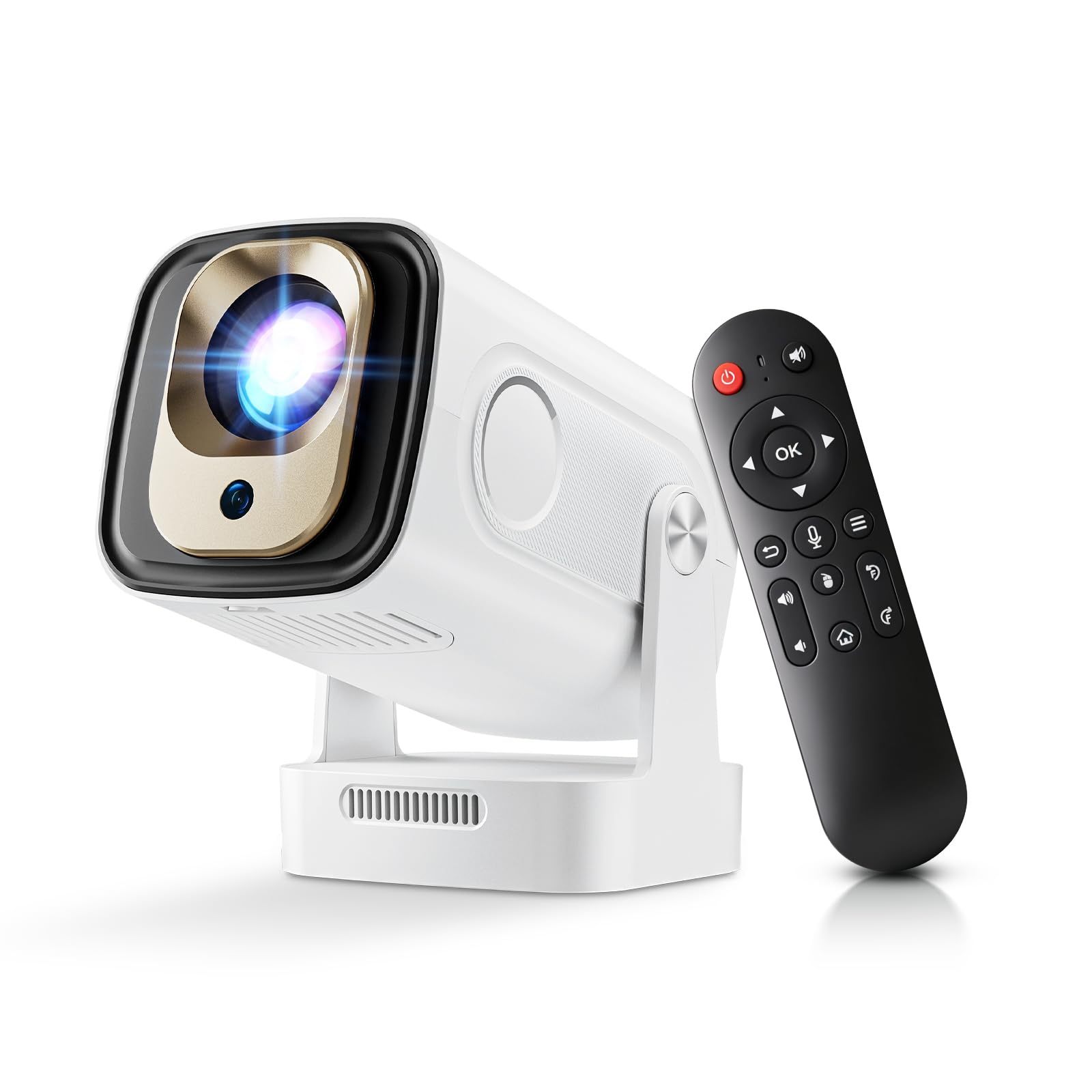 [Enfoque automático] Mini proyector nativo 1080P con WiFi y Bluetooth 5.4, proyector inteligente 4K, aplicaciones integradas, piedra clave automática, proyector portátil para películas al aire última