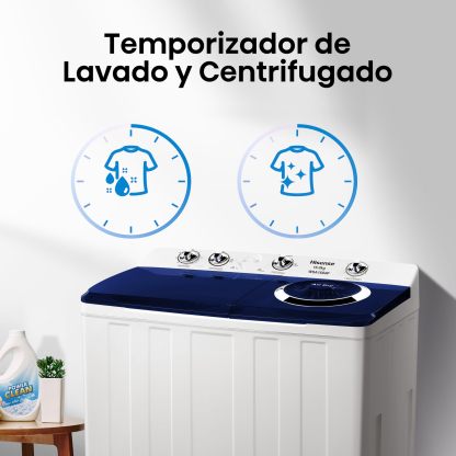 Hisense Lavadora de Doble  | Semiautomática | Temporizador de Lavado y Centrifugado | Secado con Aire | Filtro Mágico