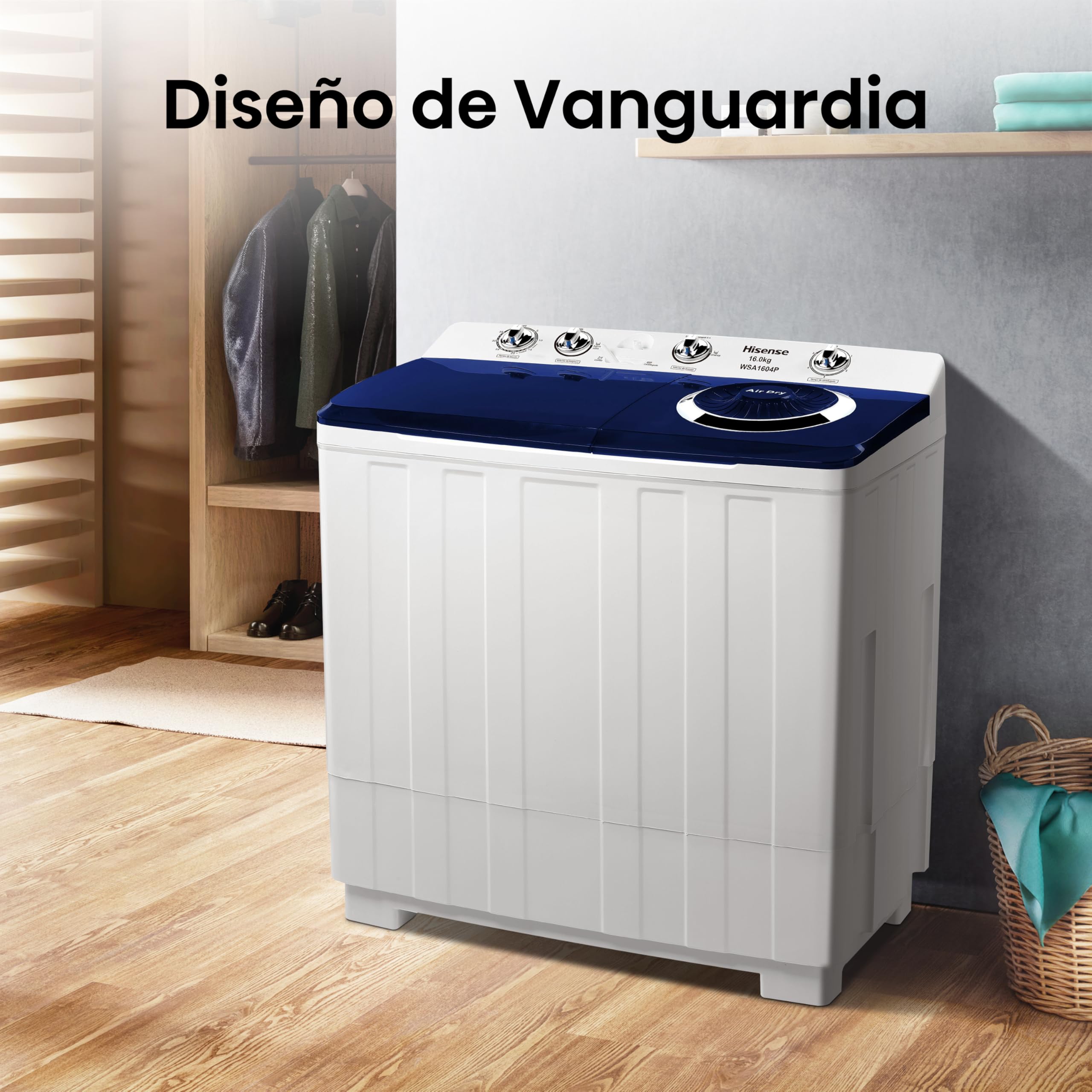 Hisense Lavadora de Doble  | Semiautomática | Temporizador de Lavado y Centrifugado | Secado con Aire | Filtro Mágico