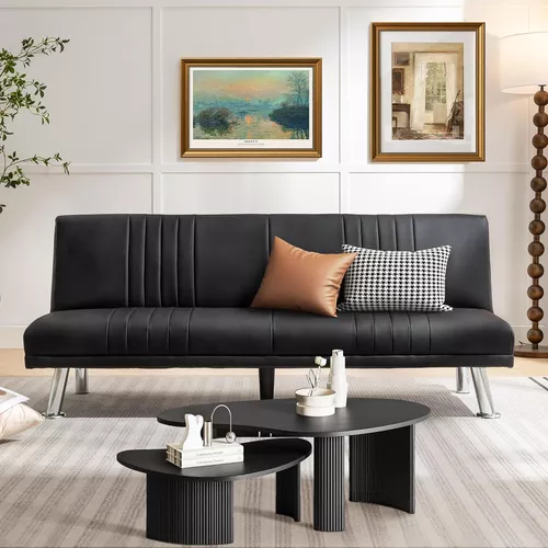 Sofá Cama Convertible Moderno, Futón Plegable De Piel Sintét