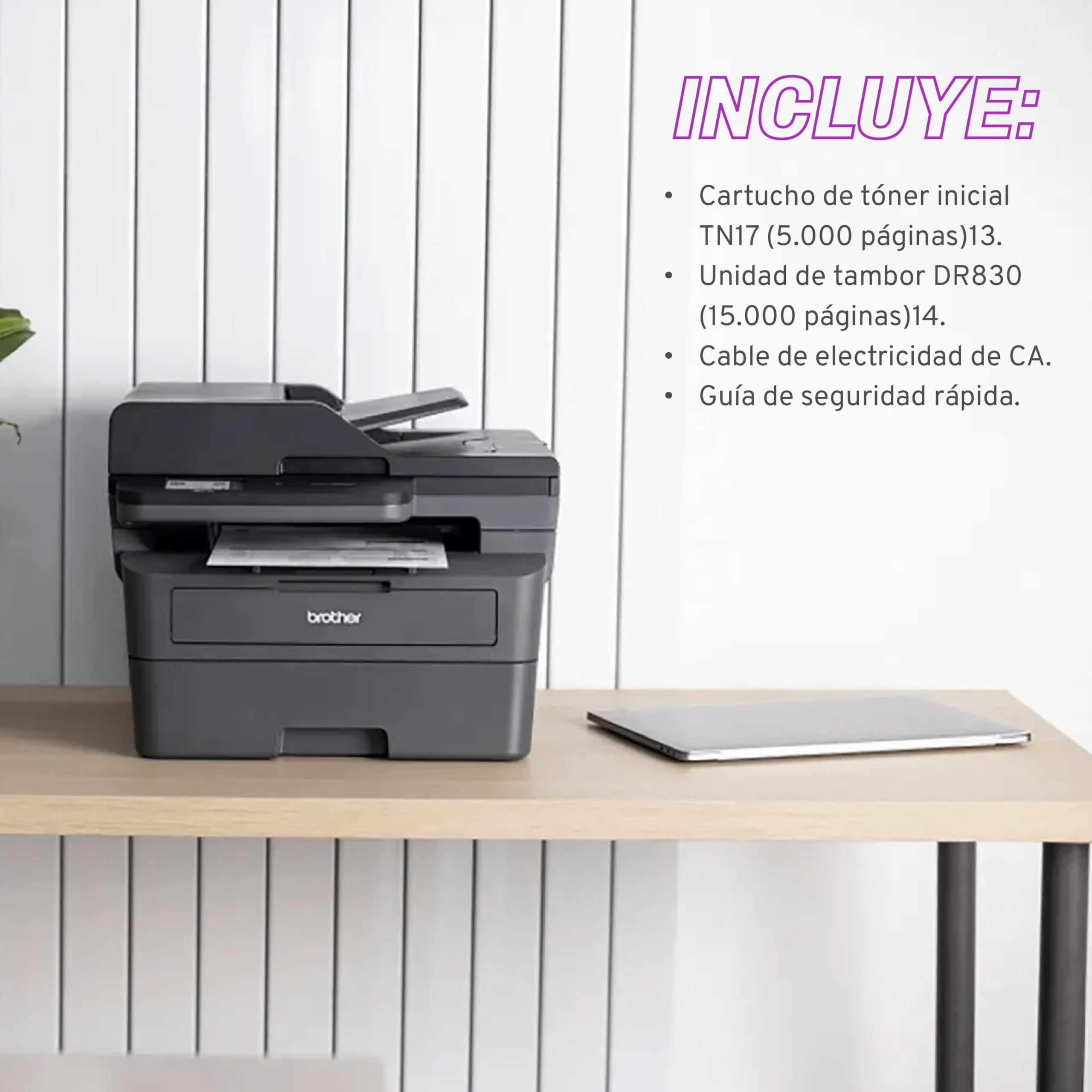 Brother Impresora Multifuncional Láser 3 en 1 de Alto Rendimiento
