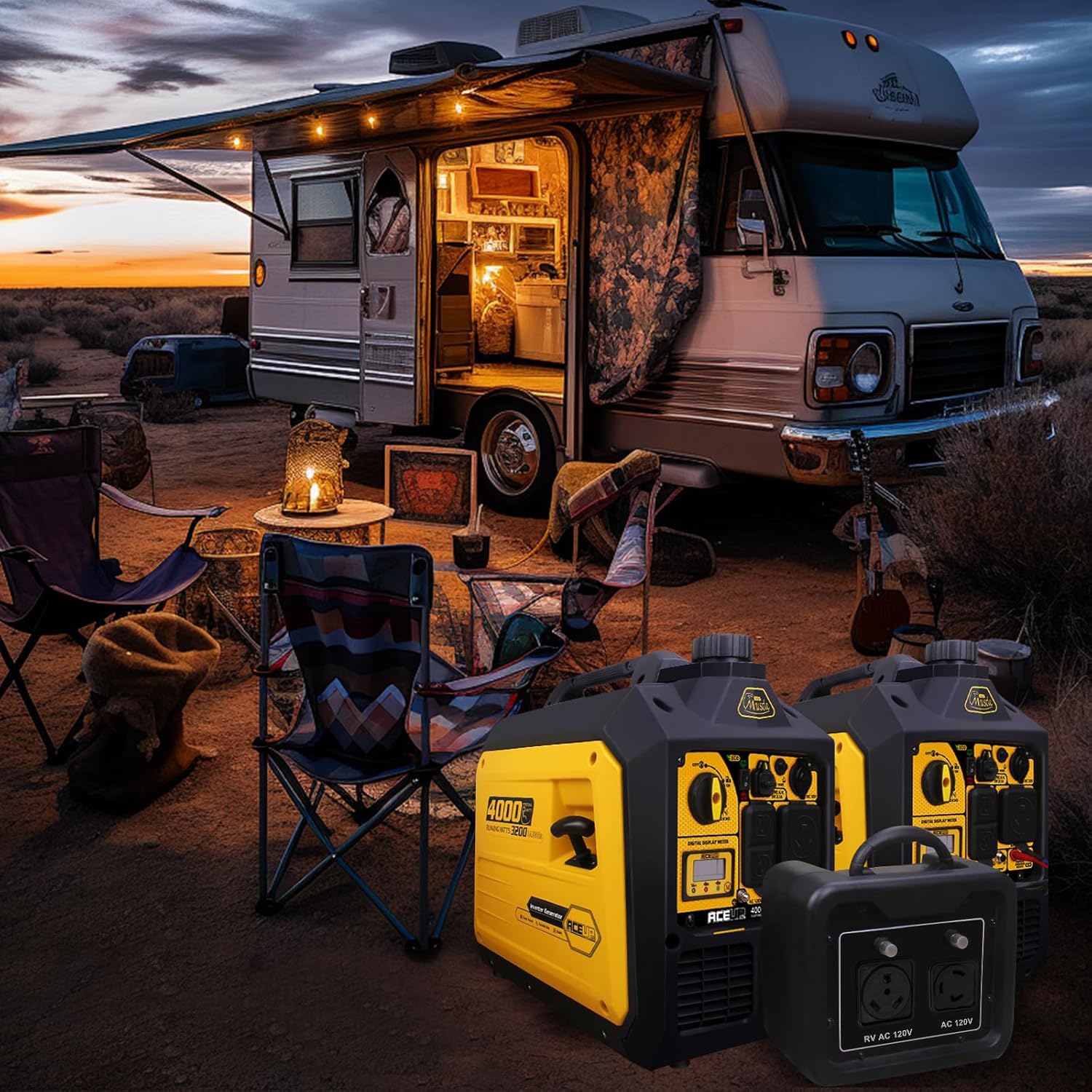 Generador inversor portátil de 4000 W, generador de gas silencioso para el hogar, listo para RV, compatible con EPA