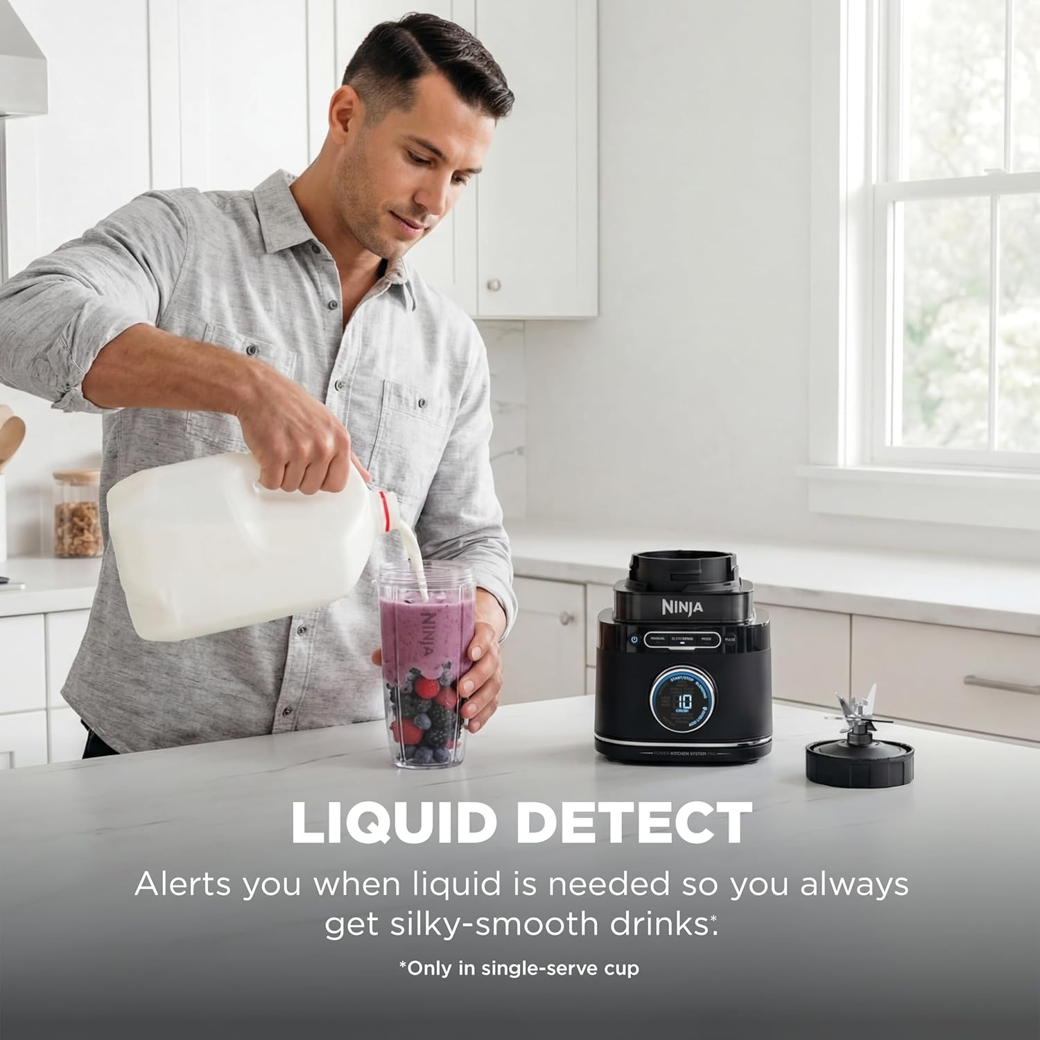 🥤NINJA Detect, Sistema de Cocina Pro, Tecnología BlendSense, Picar y Preparar Batidos, 🥗1800 Vatios de Potencia, Jaraa de 1.9L, Procesador de Alimentos, con Vaso Personal, Plateado, TB401