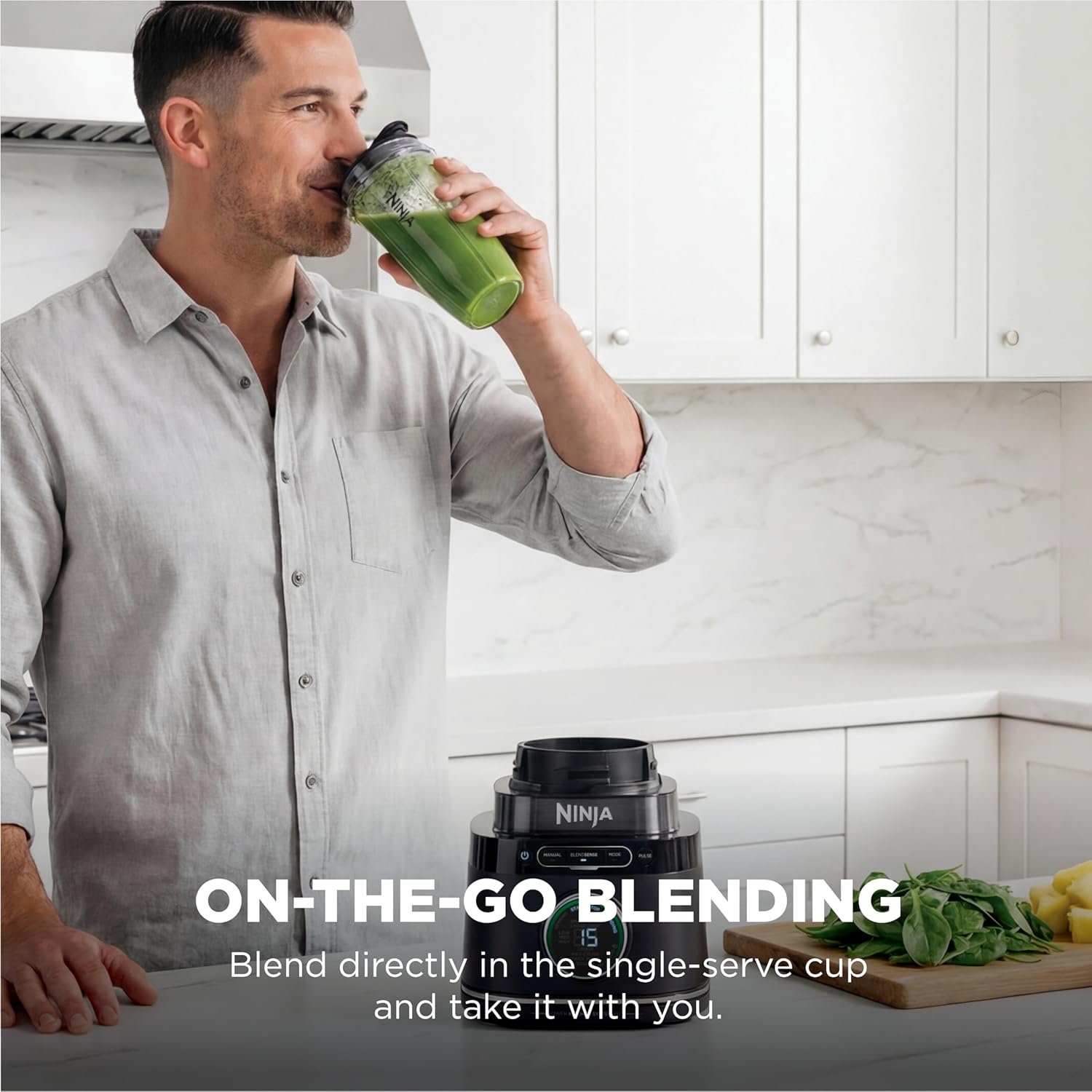 🥤NINJA Detect, Sistema de Cocina Pro, Tecnología BlendSense, Picar y Preparar Batidos, 🥗1800 Vatios de Potencia, Jaraa de 1.9L, Procesador de Alimentos, con Vaso Personal, Plateado, TB401