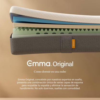 Colchón Emma de 3 Capas con Memory Foam, Altura Total de 25 cm, Firmeza Media y Funda Transpirable Lavable