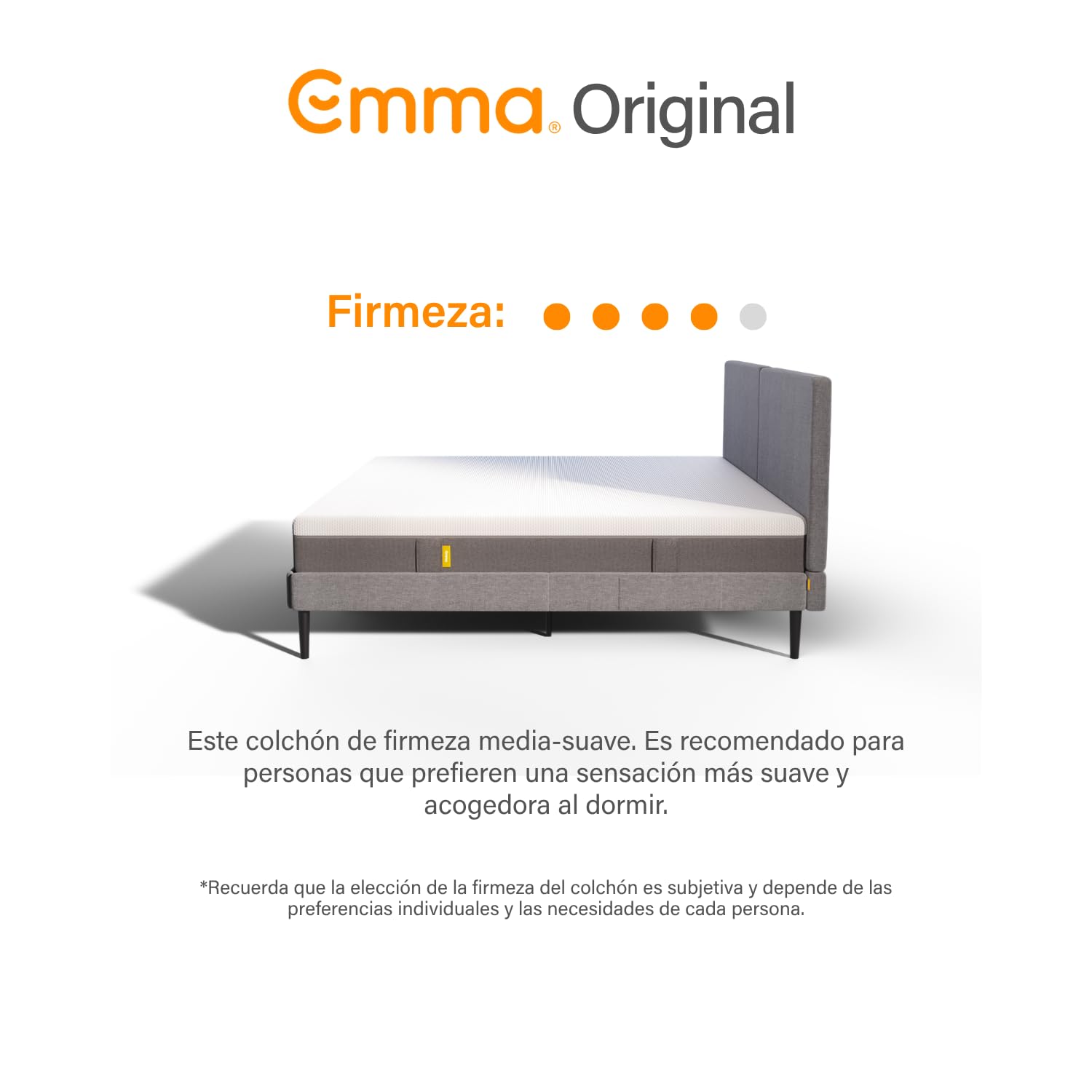 Colchón Emma de 3 Capas con Memory Foam, Altura Total de 25 cm, Firmeza Media y Funda Transpirable Lavable