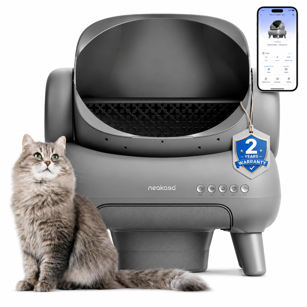 Neakasa M1 Arenero Automático Autolimpiable para Gatos, Diseño Abierto y Control por App