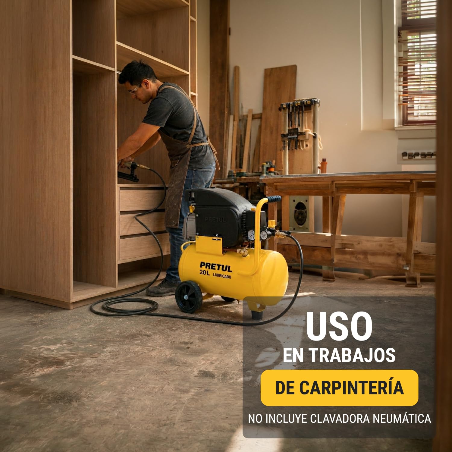 Pretul COMP-KIT20P, Kit compresor 20 L, 2-1/2 HP, manguera PVC y pistola