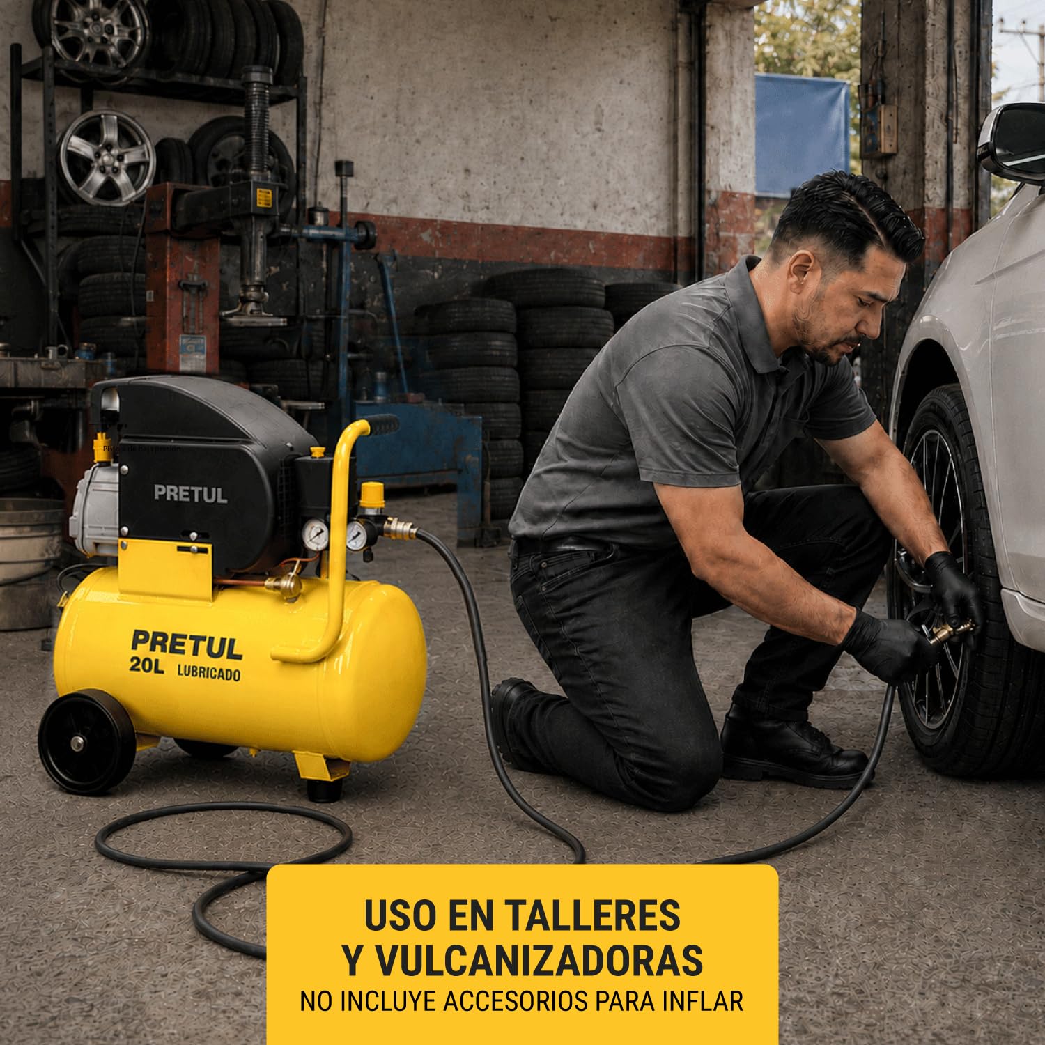 Pretul COMP-KIT20P, Kit compresor 20 L, 2-1/2 HP, manguera PVC y pistola