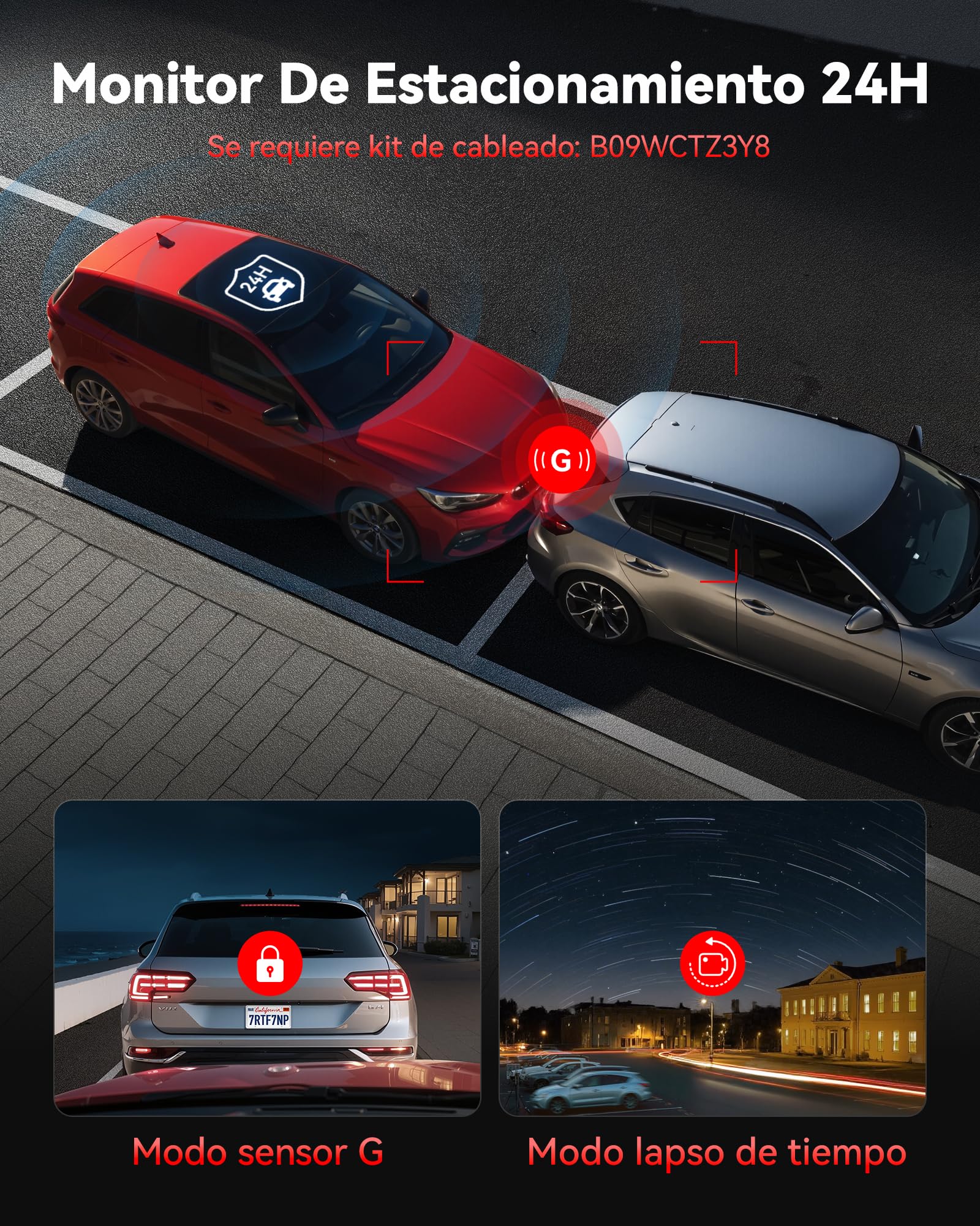 REDTIGER Cámara para Auto 4K, Wi-Fi 6 de 5.8GHz y GPS, Tarjeta SD de 128GB Incluida, STARVIS 2, HDR, Pantalla IPS de 3.18", Gran Angular, Visión Nocturna, Grabación en Bucle, Sensor G, Soporta hasta 512GB, F7NP