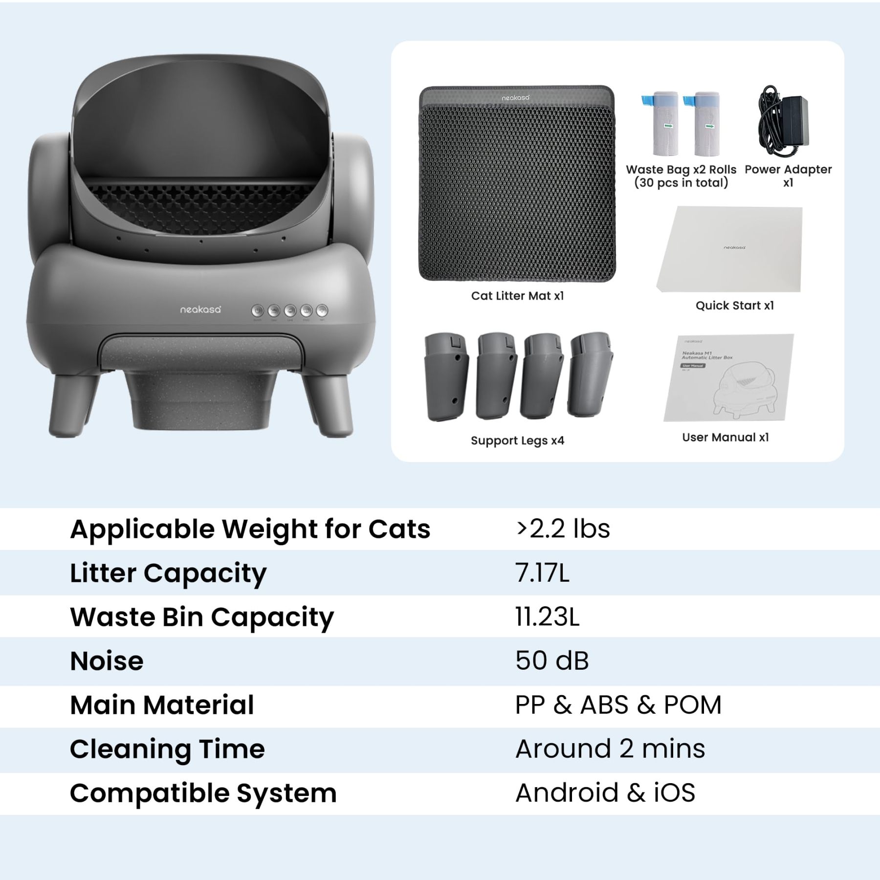 Neakasa M1 Arenero Automático Autolimpiable para Gatos, Diseño Abierto y Control por App