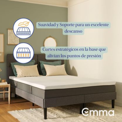 Colchón Emma de 3 Capas con Memory Foam, Altura Total de 25 cm, Firmeza Media y Funda Transpirable Lavable