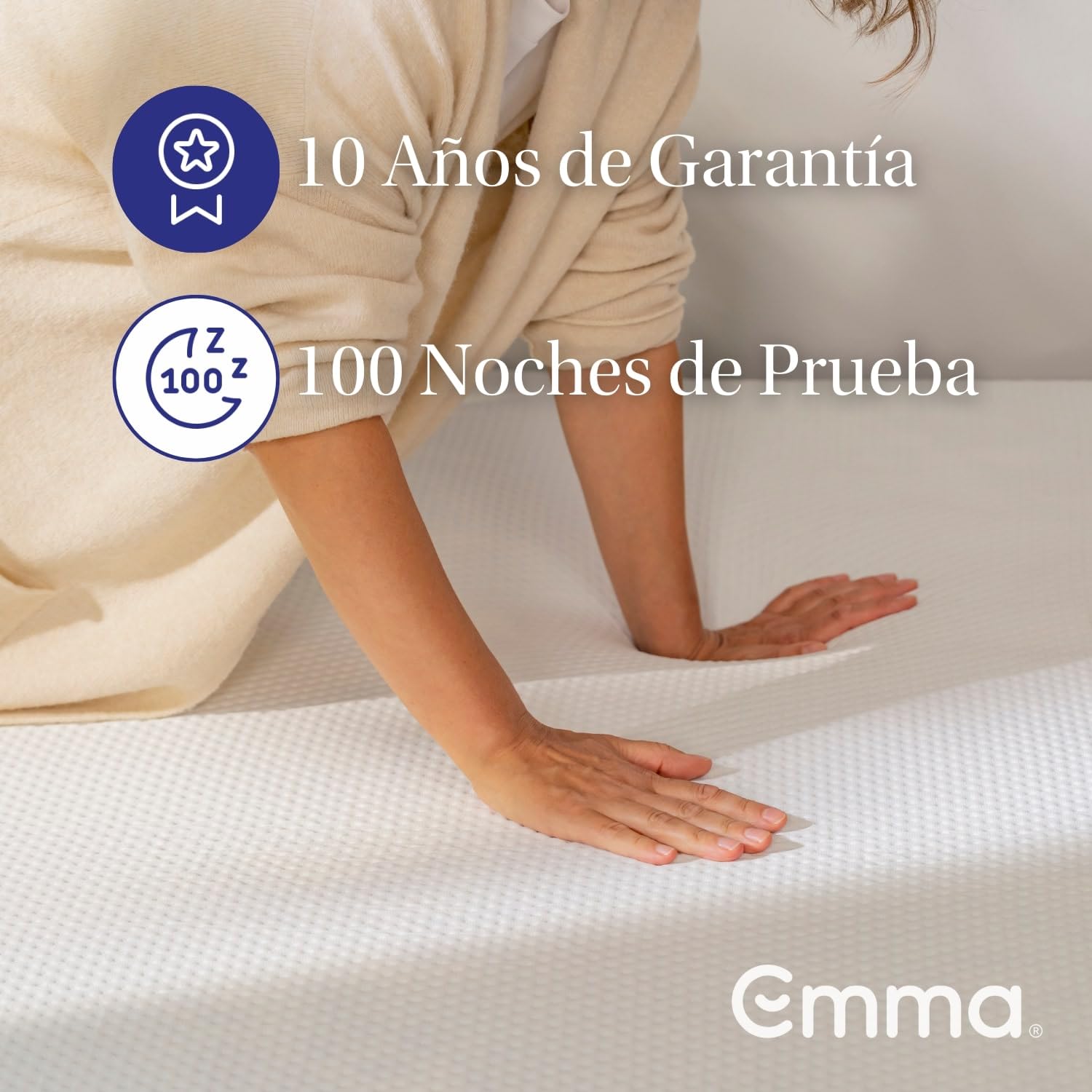 Colchón Emma de 3 Capas con Memory Foam, Altura Total de 25 cm, Firmeza Media y Funda Transpirable Lavable