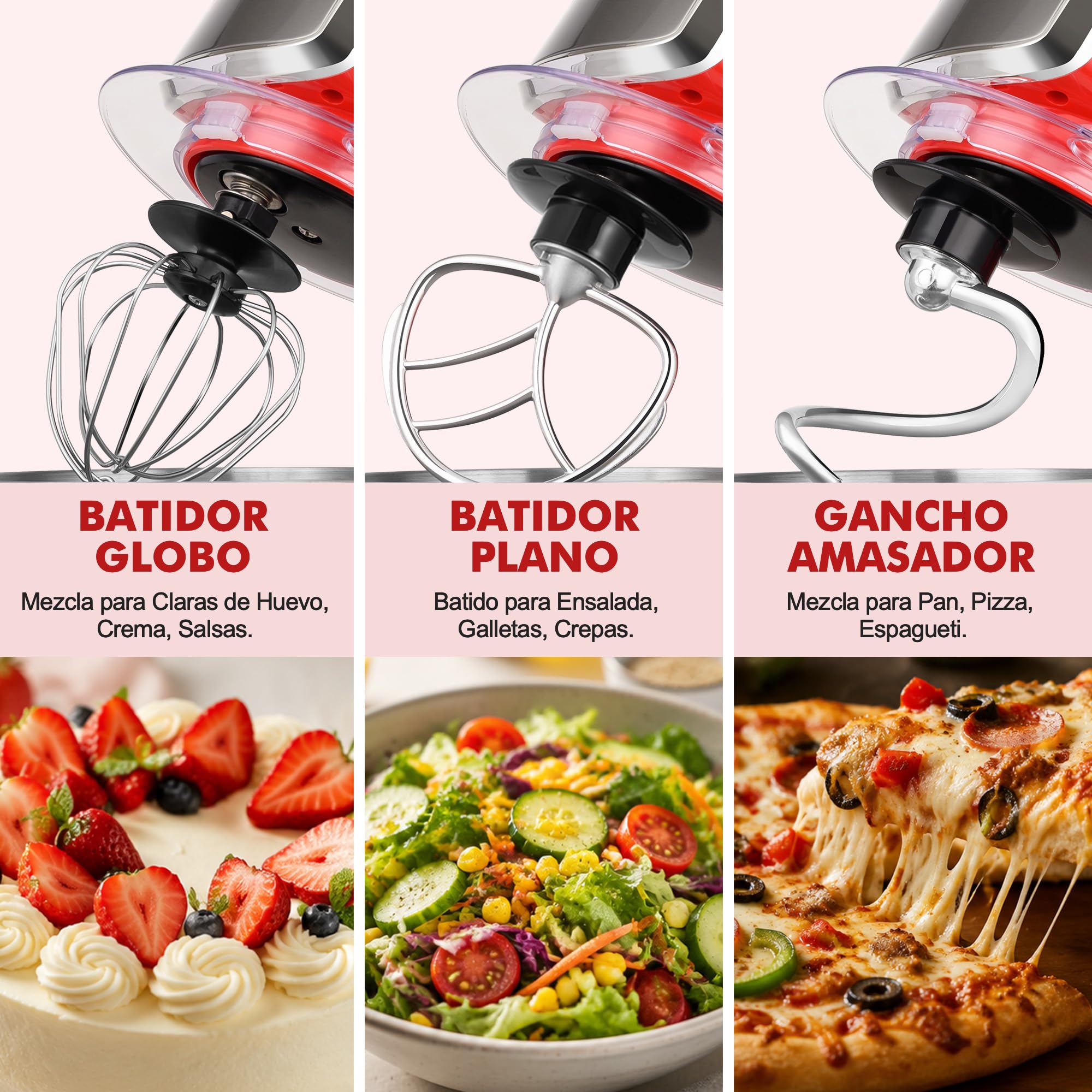 Kitchen in the Box Batidora de Pedestal de 3.2 Qt con 6 Velocidades | Ligera y Portátil | Incluye 3 Accesorios para Uso Diario