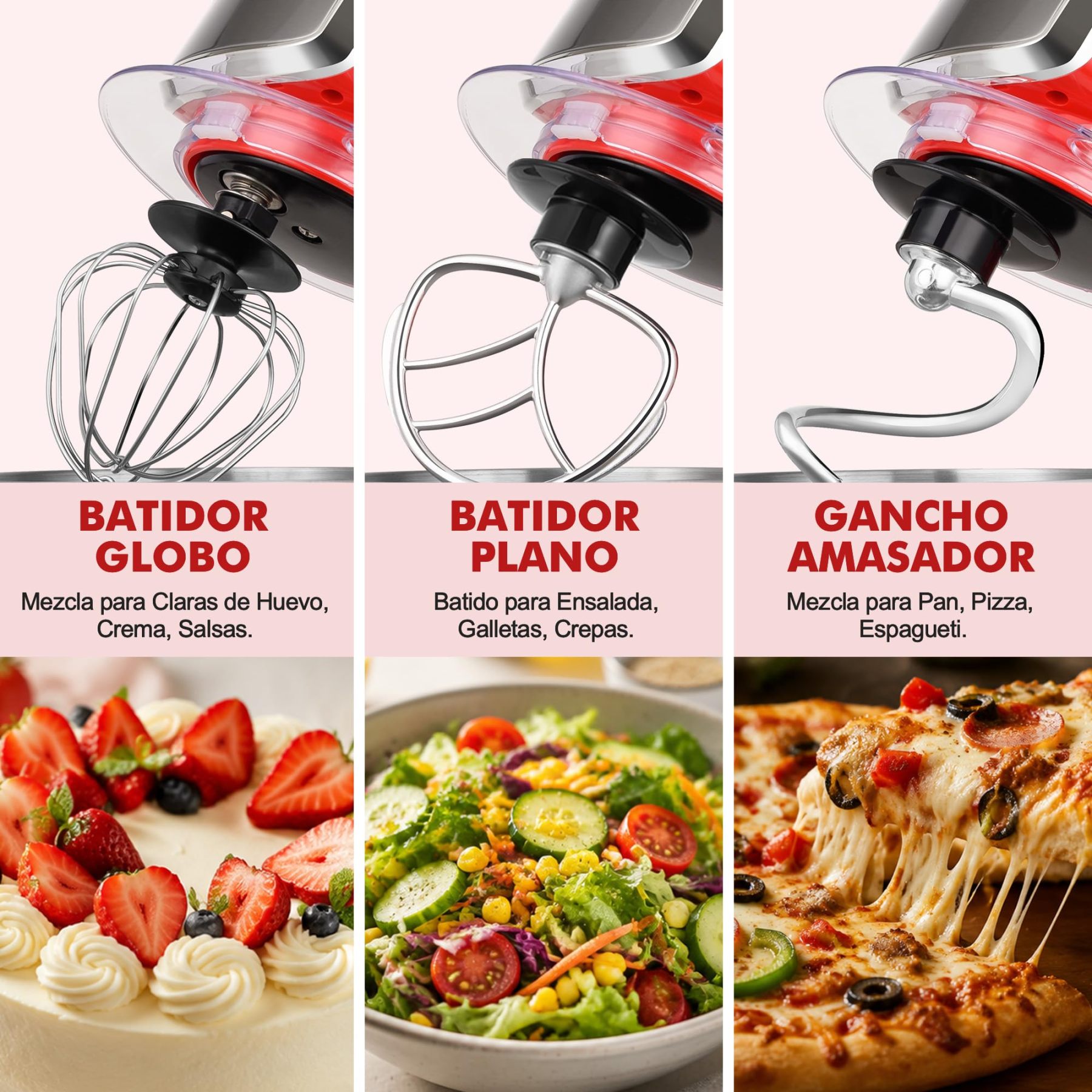 Kitchen in the Box Batidora de Pedestal de 3.2 Qt con 6 Velocidades | Ligera y Portátil | Incluye 3 Accesorios para Uso Diario