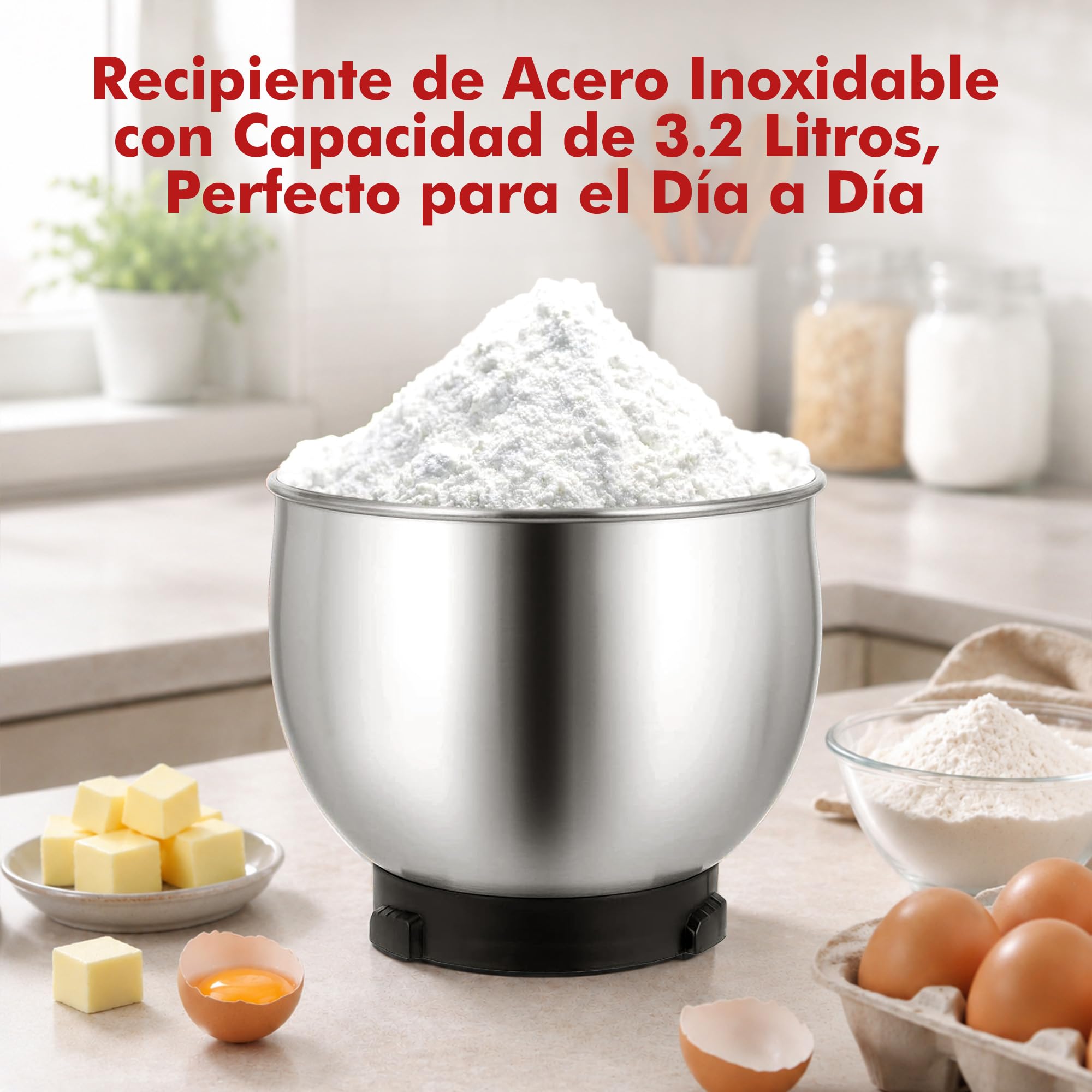Kitchen in the Box Batidora de Pedestal de 3.2 Qt con 6 Velocidades | Ligera y Portátil | Incluye 3 Accesorios para Uso Diario