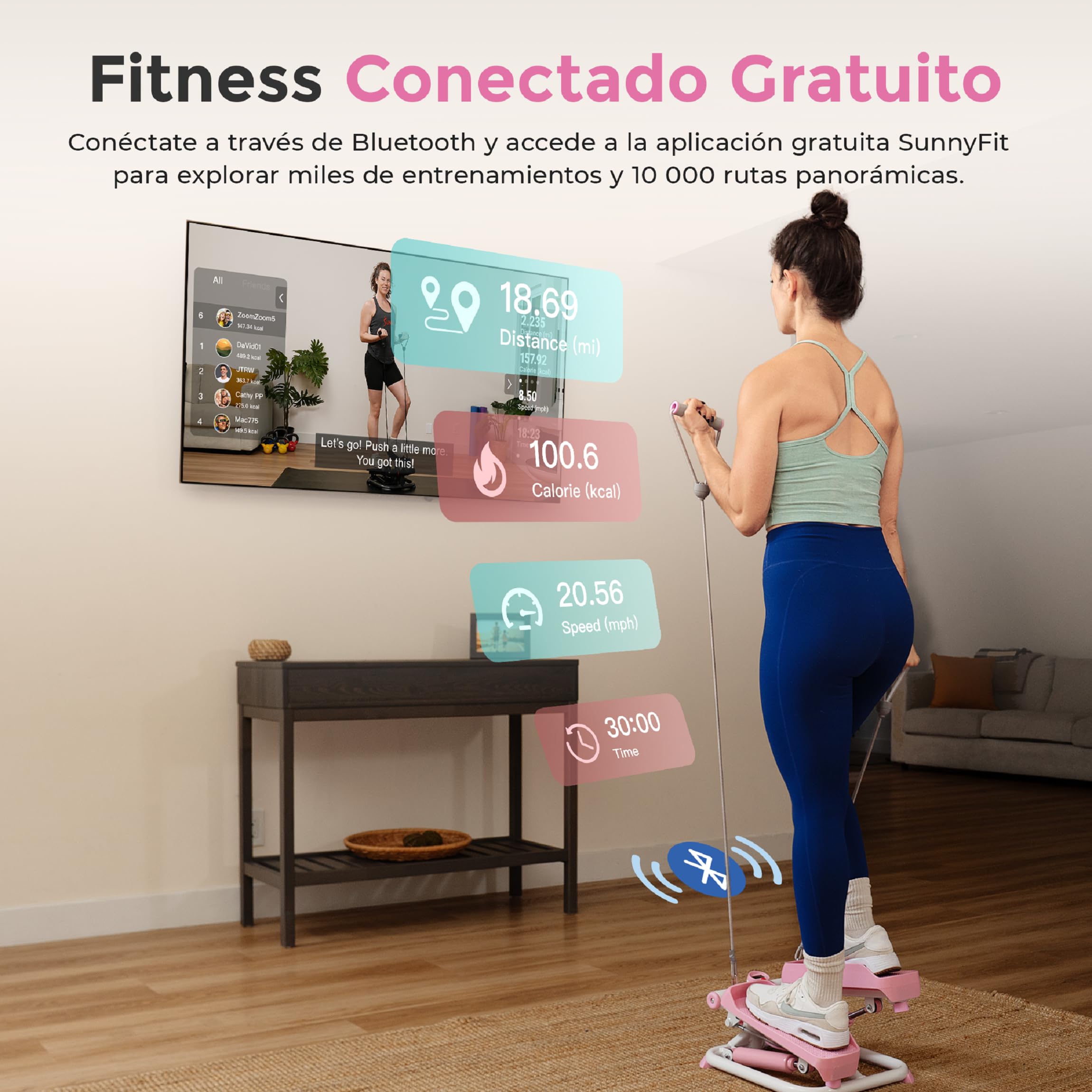Sunny Health & Fitness Mini Stepper con Bandas para Casa