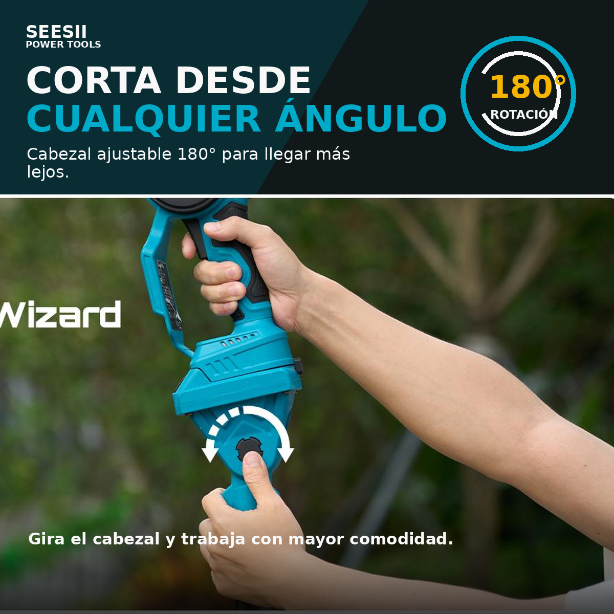 SEESII Motosierra 2 en 1 con Pértiga, Incluye 2 Baterías, Alcance de hasta 16 FT para Corte y Poda de Árboles, P8 Ace/P6 Ace CH800
