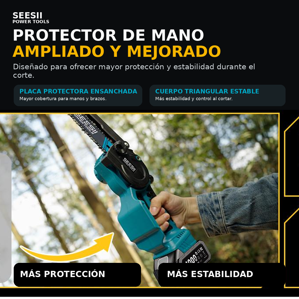 SEESII Motosierra 2 en 1 con Pértiga, Incluye 2 Baterías, Alcance de hasta 16 FT para Corte y Poda de Árboles, P8 Ace/P6 Ace CH800