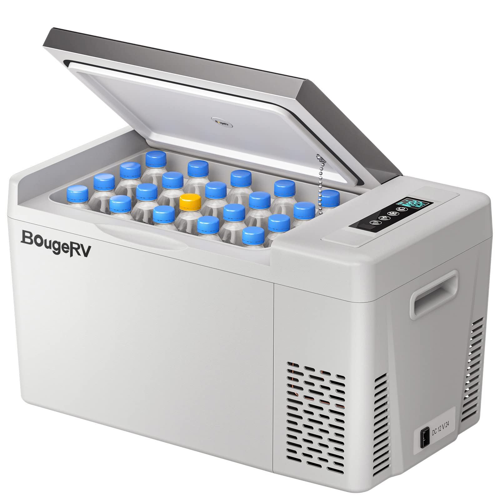 Refrigerador Portátil BougeRV de 22 L (23 qt), 12/24 V, Enfriamiento hasta -20 °C, 36 W y Funda Aislante Incluida