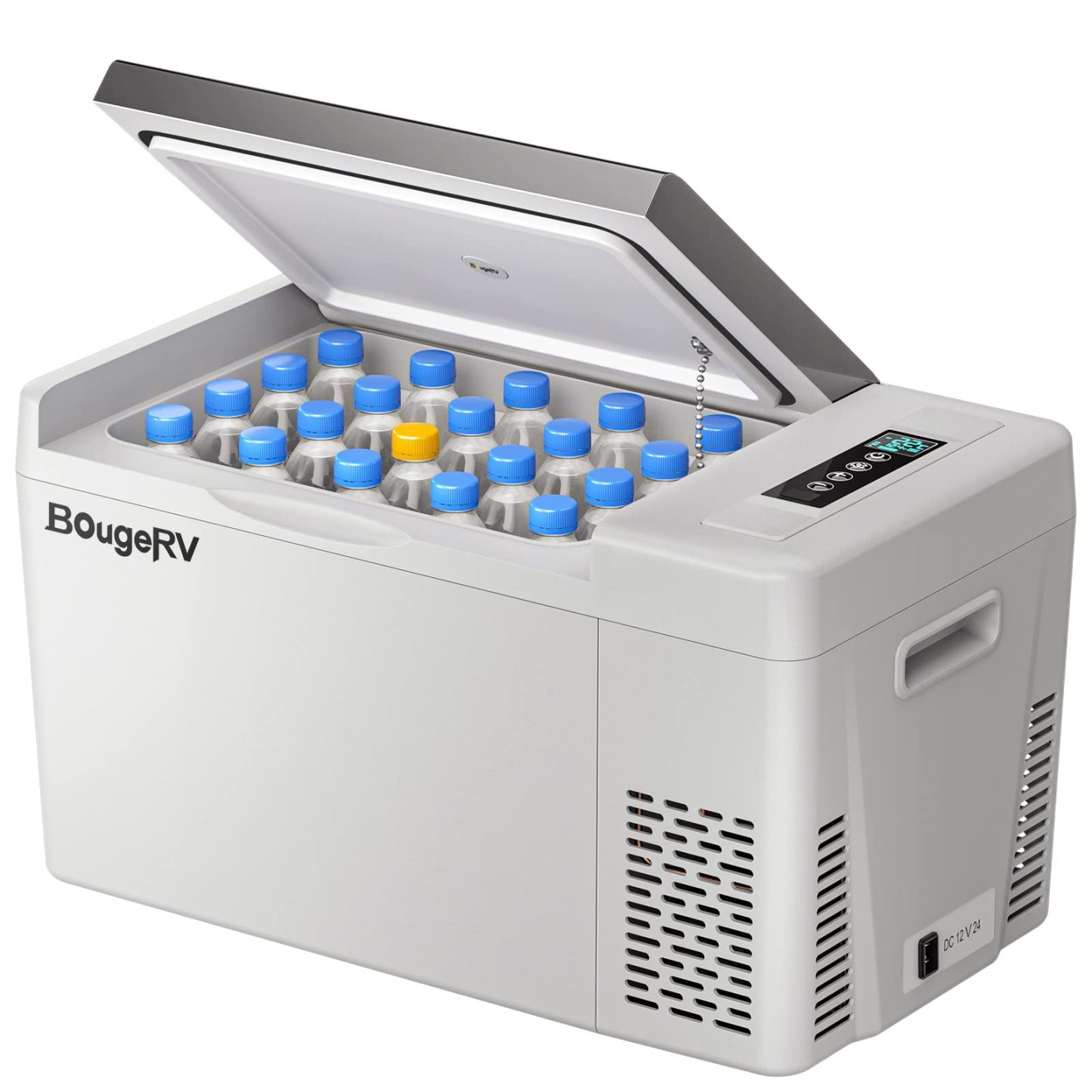 Refrigerador Portátil BougeRV de 22 L (23 qt), 12/24 V, Enfriamiento hasta -20 °C, 36 W y Funda Aislante Incluida