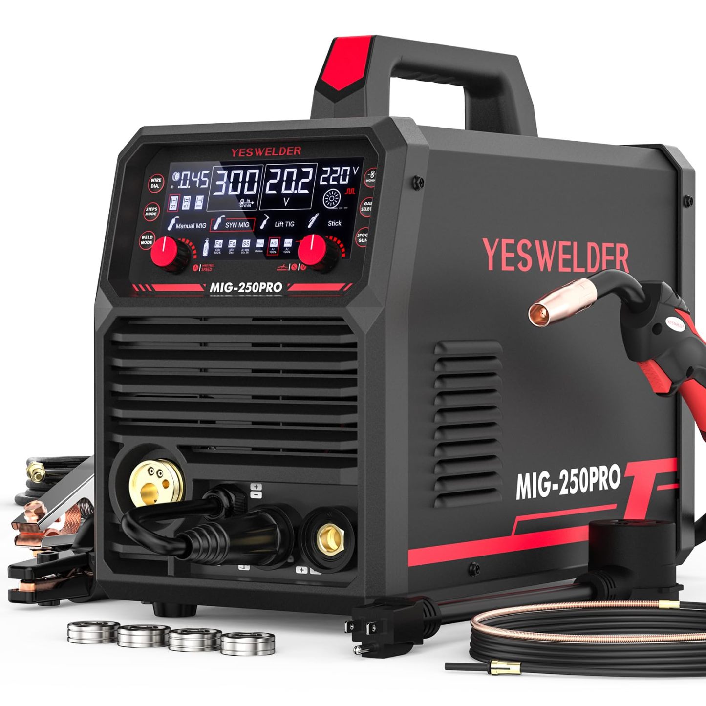 Máquina de Soldar Inverter Multifunción MIG/TIG/Stick, Flux Core, 3 en 1 a 6 en 1, Hasta 250A