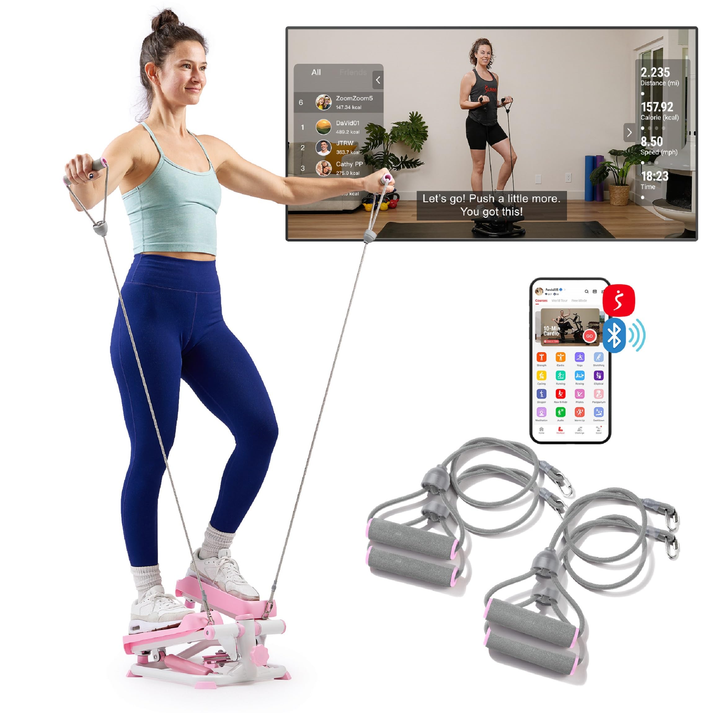 Sunny Health & Fitness Mini Stepper con Bandas para Casa