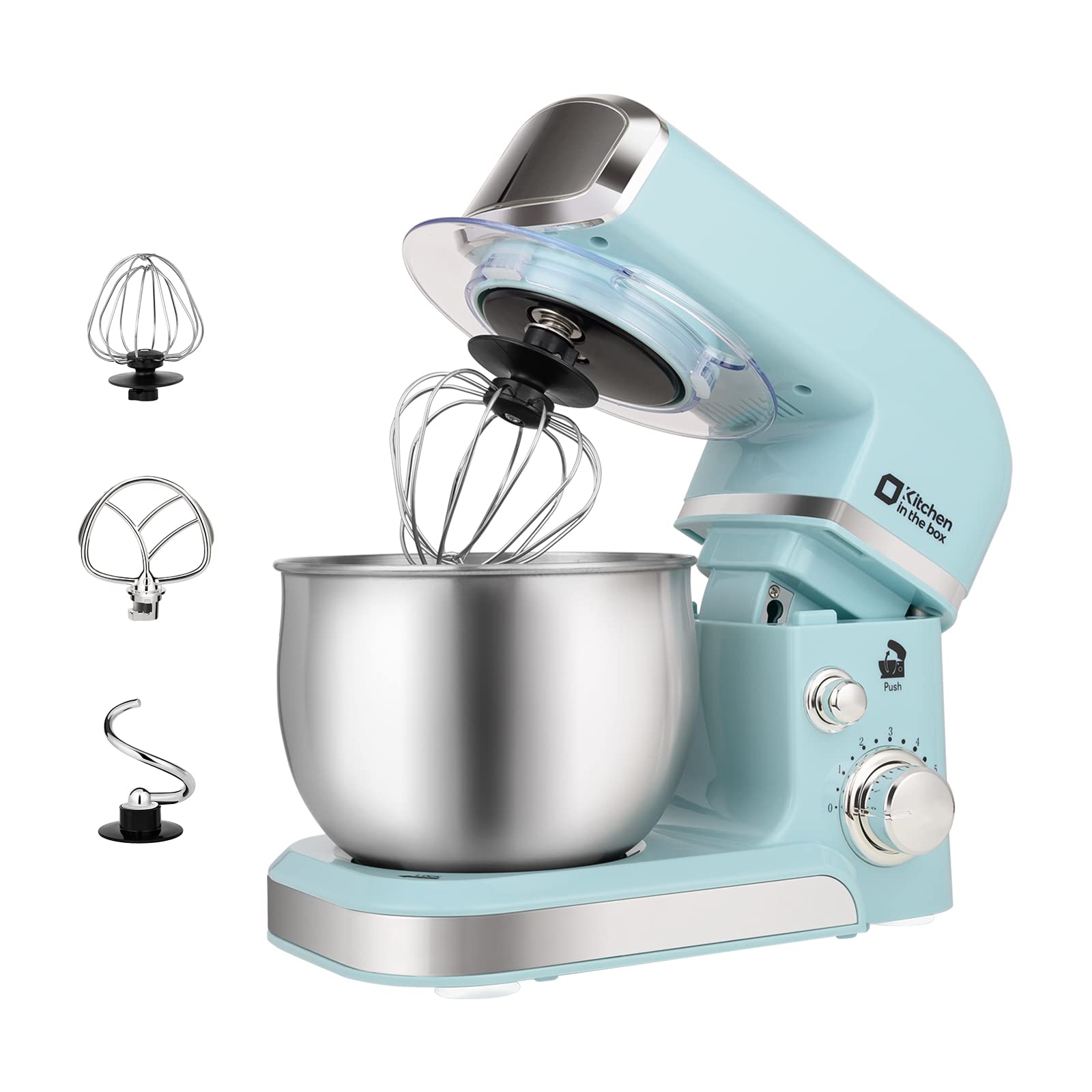 Kitchen in the Box Batidora de Pedestal de 3.2 Qt con 6 Velocidades | Ligera y Portátil | Incluye 3 Accesorios para Uso Diario