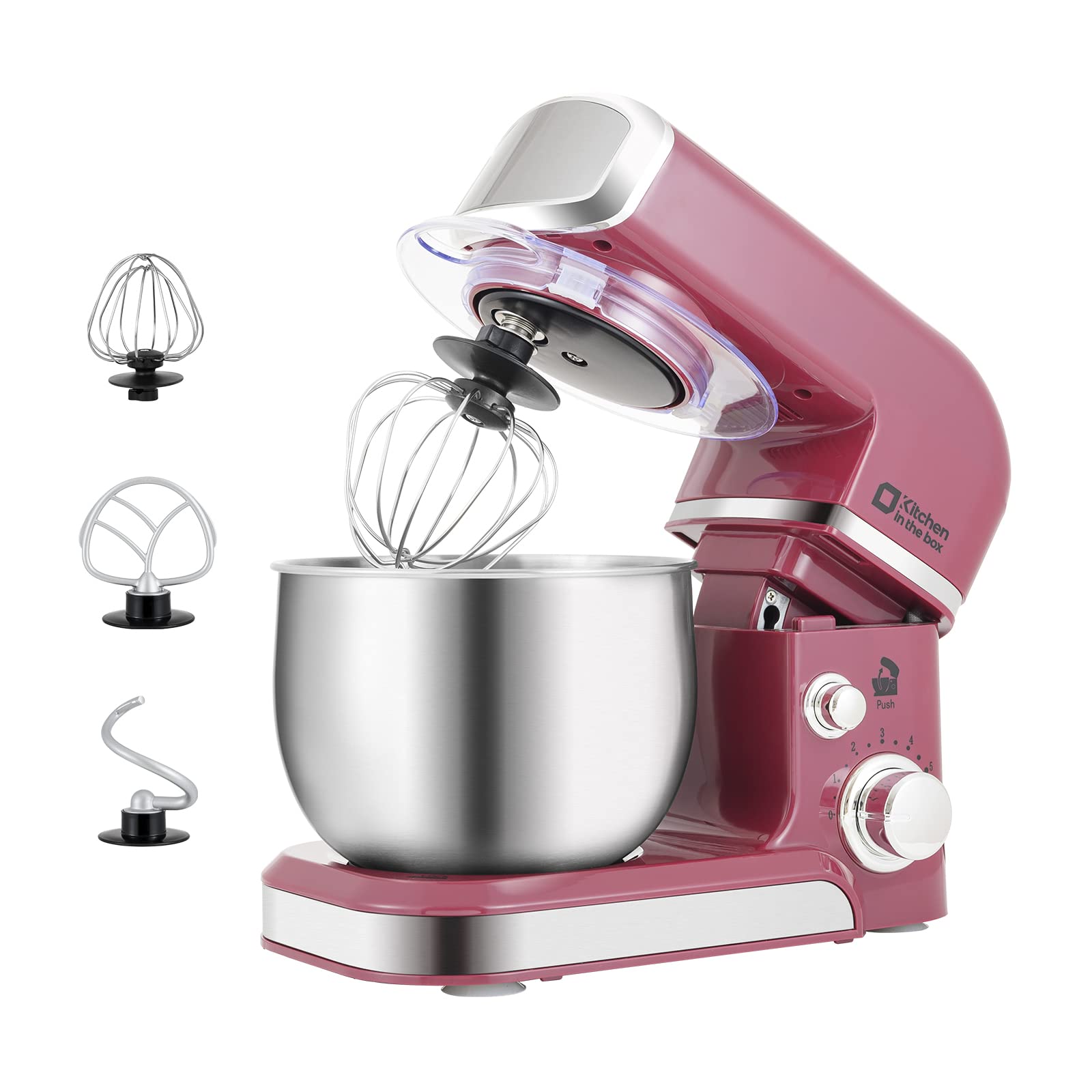 Kitchen in the Box Batidora de Pedestal de 3.2 Qt con 6 Velocidades | Ligera y Portátil | Incluye 3 Accesorios para Uso Diario