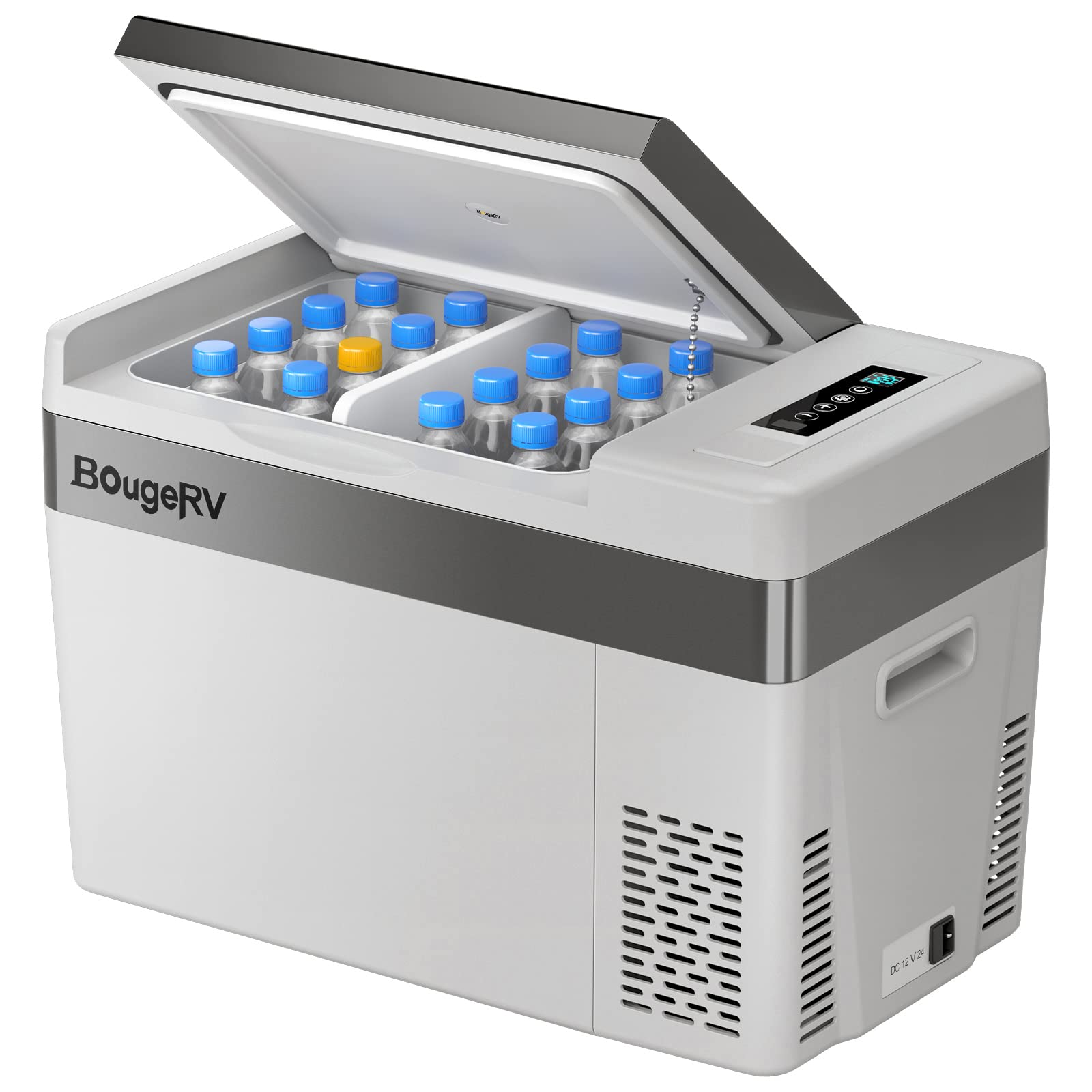 Refrigerador Portátil BougeRV de 22 L (23 qt), 12/24 V, Enfriamiento hasta -20 °C, 36 W y Funda Aislante Incluida