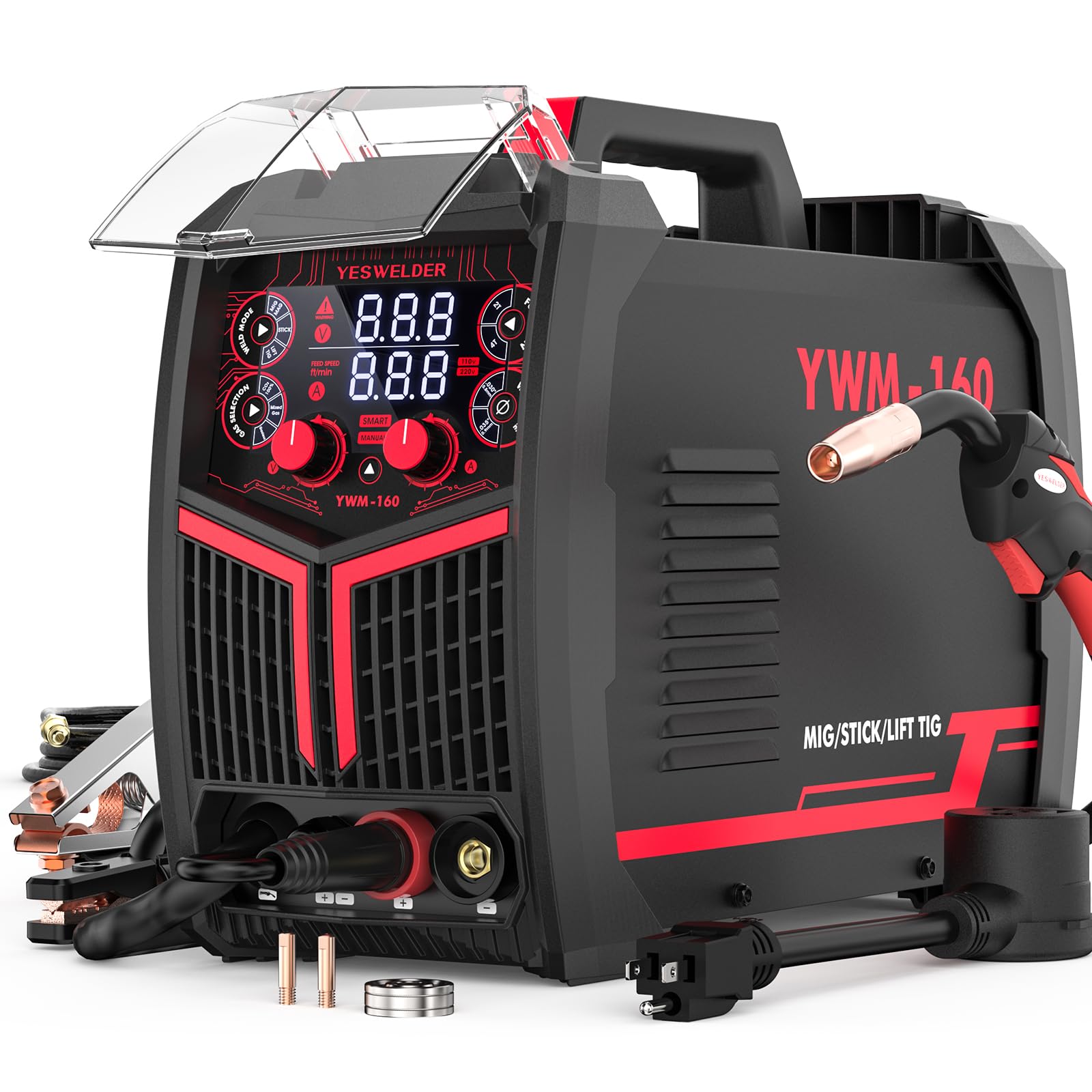 Máquina de Soldar Inverter Multifunción MIG/TIG/Stick, Flux Core, 3 en 1 a 6 en 1, Hasta 250A
