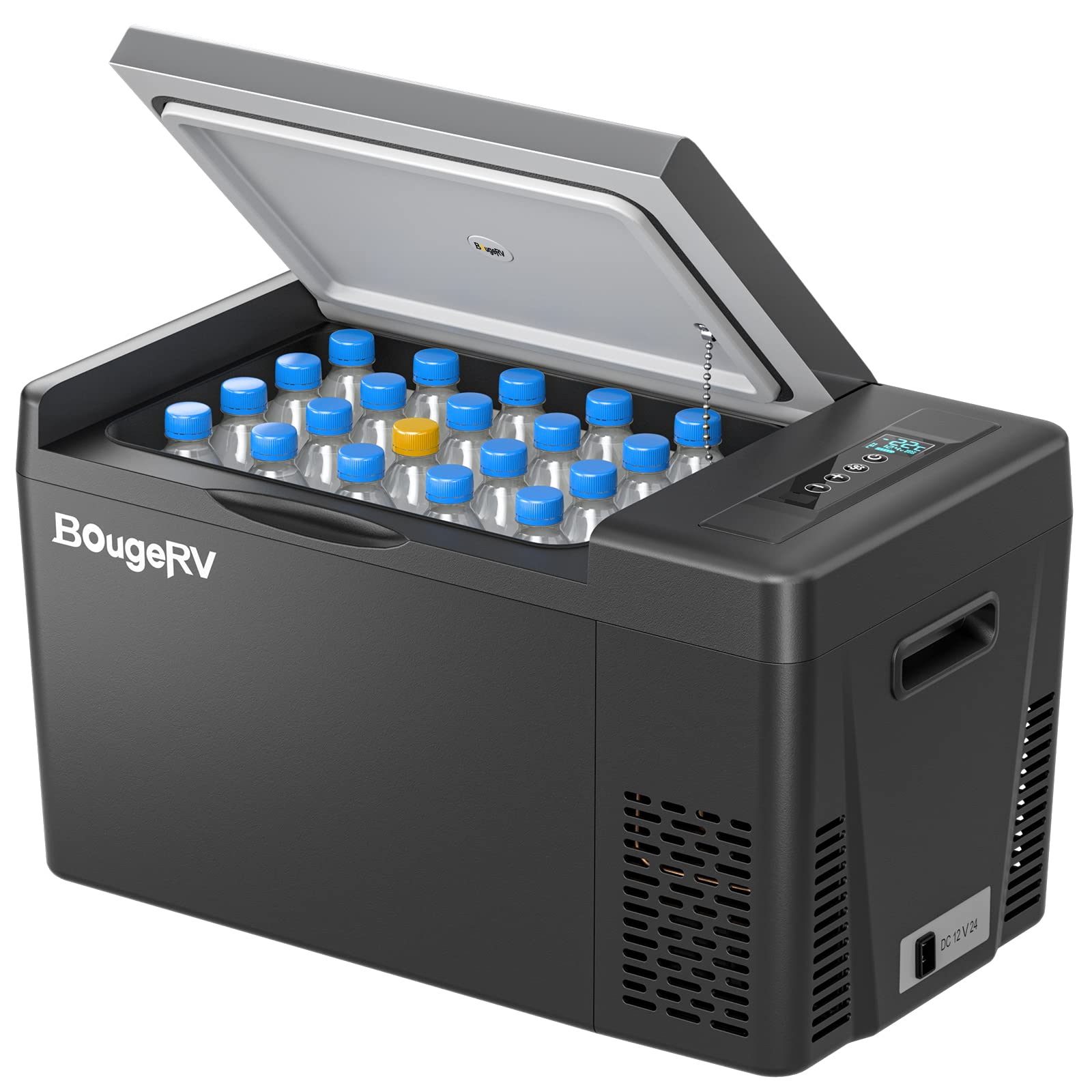 Refrigerador Portátil BougeRV de 22 L (23 qt), 12/24 V, Enfriamiento hasta -20 °C, 36 W y Funda Aislante Incluida