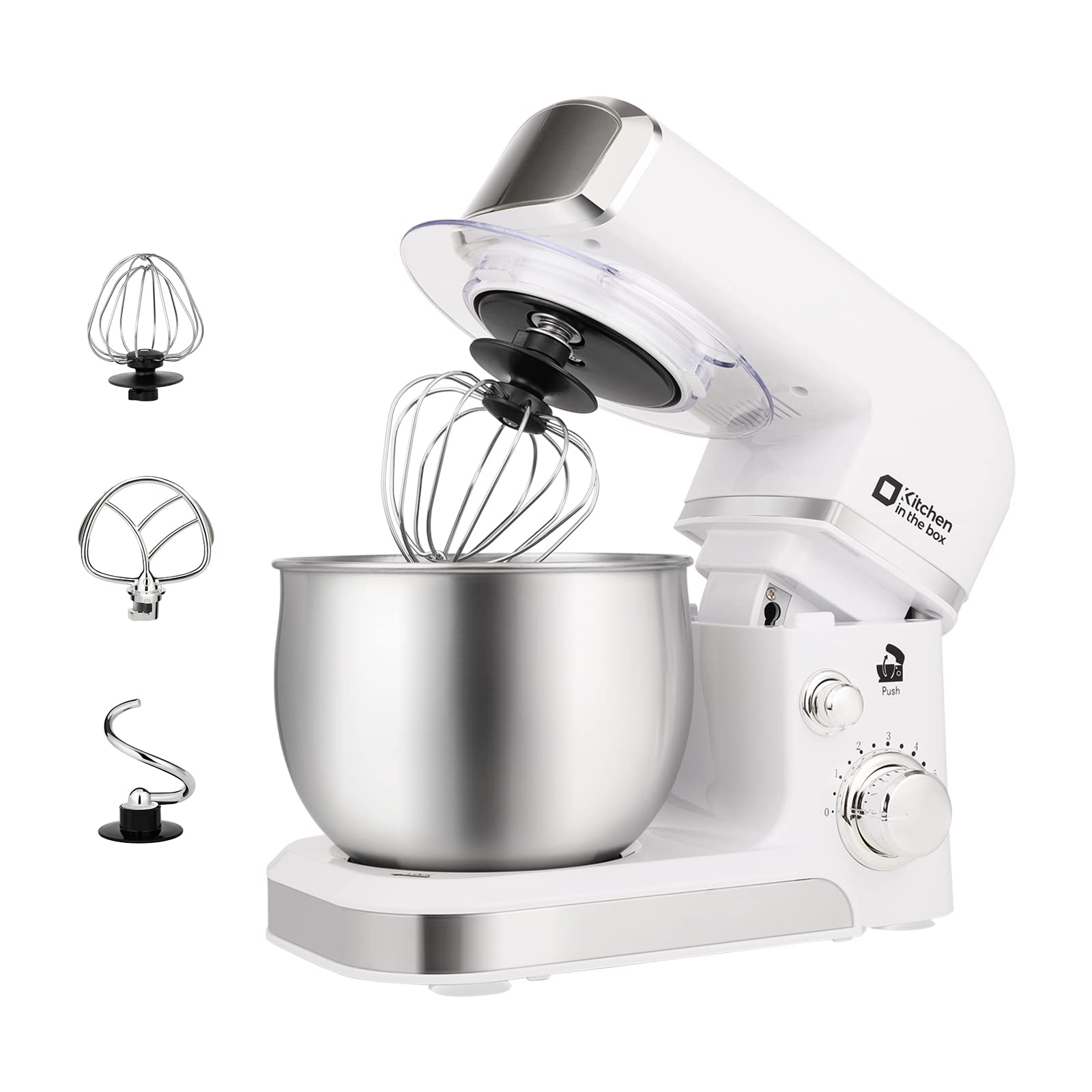 Kitchen in the Box Batidora de Pedestal de 3.2 Qt con 6 Velocidades | Ligera y Portátil | Incluye 3 Accesorios para Uso Diario