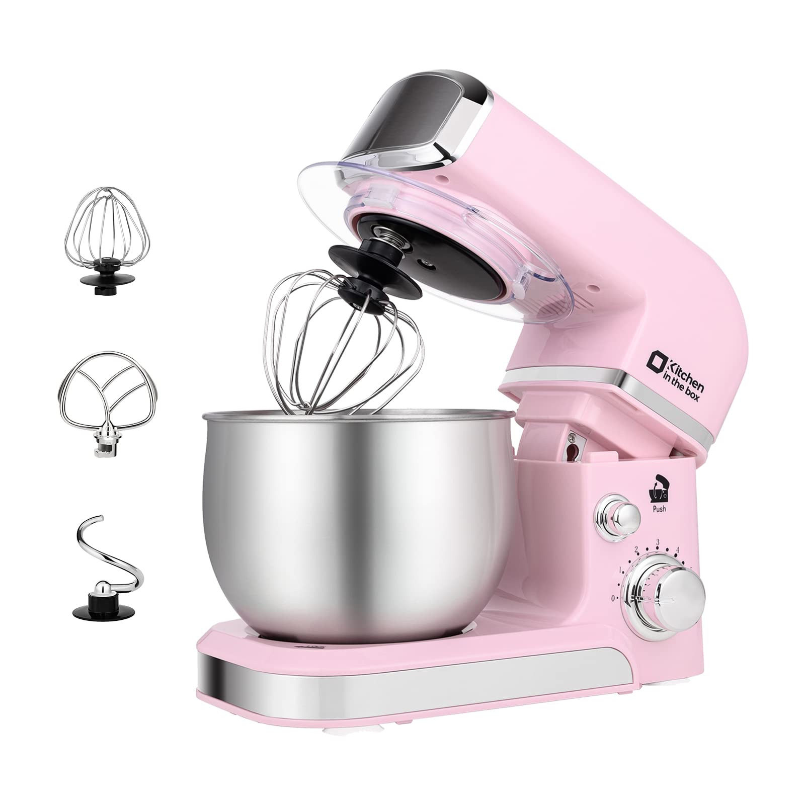 Kitchen in the Box Batidora de Pedestal de 3.2 Qt con 6 Velocidades | Ligera y Portátil | Incluye 3 Accesorios para Uso Diario