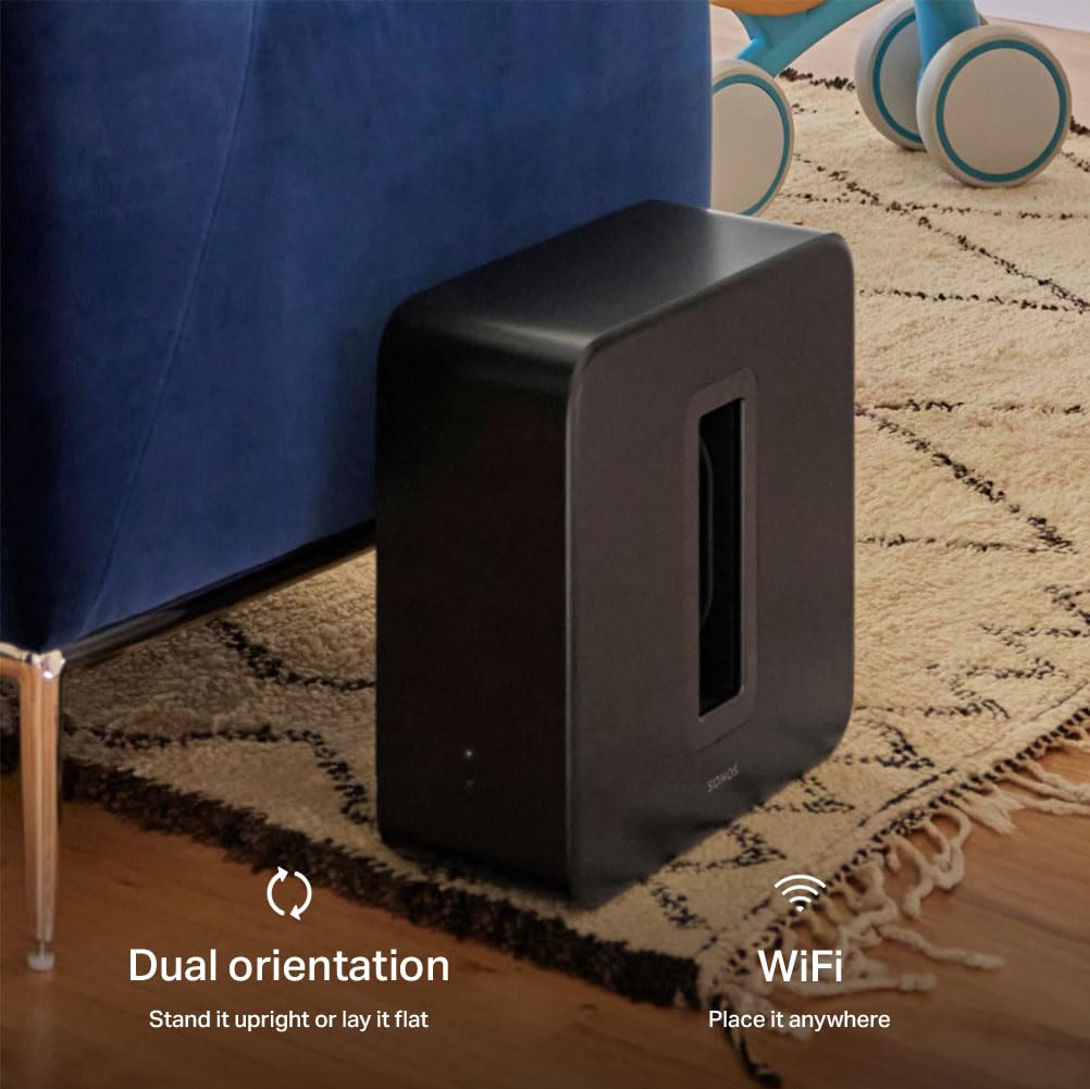 Sonos Sub 4 Subwoofer Inalámbrico con Wi-Fi, Woofers Elípticos Dobles y Amplificadores Clase D, Compatible con Arc Ultra, Arc y Beam