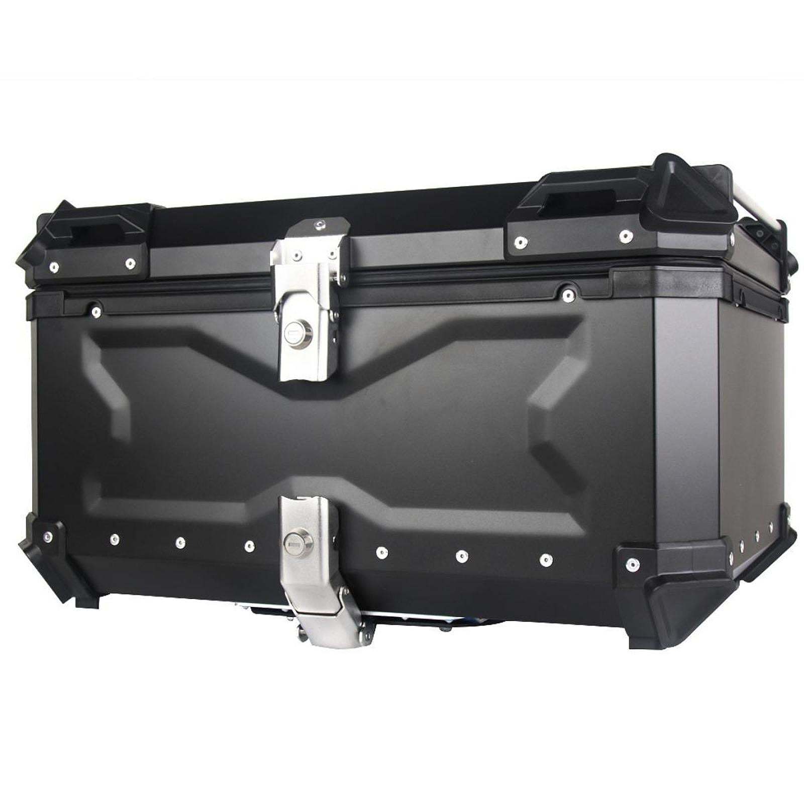 Baúl de motocicleta genérico, caja trasera, organizador de aluminio a prueba de golpes, caja para casco, baúl de almacenamiento de equipaje para 45L Plata