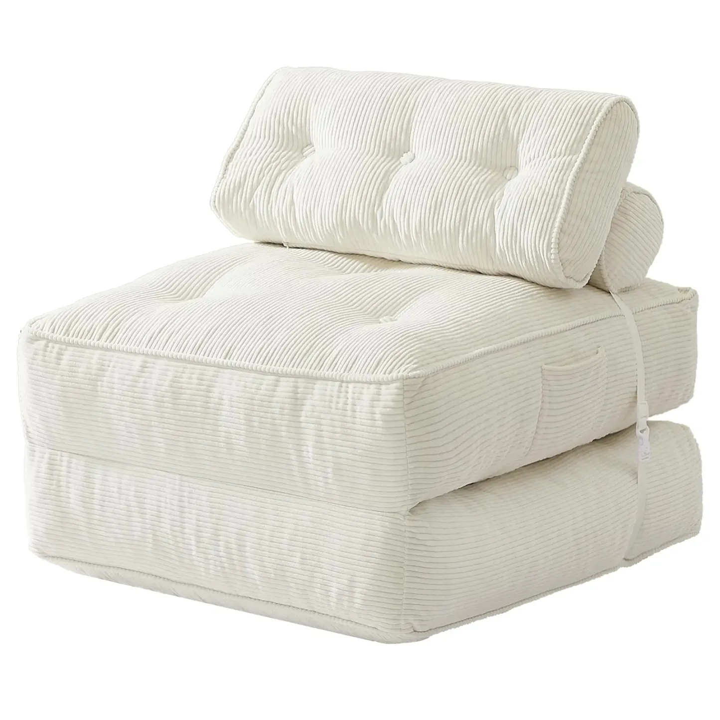 Sofá cama plegable con almohada, sillón convertible con respaldo de apoyo, silla cama plegable portátil de pana, cómodo sofá lounge de suelo para sala de estar — Individual