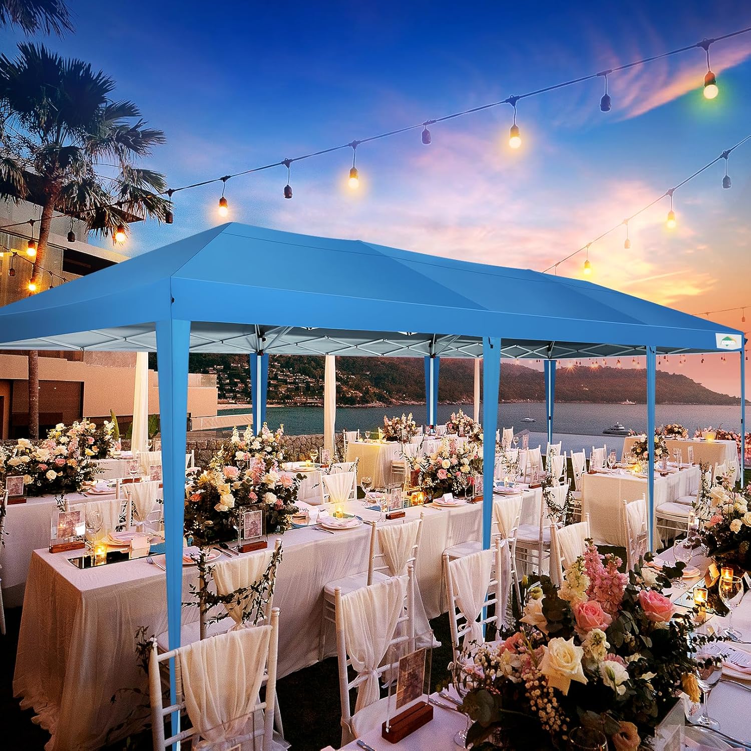 COBIZI - Toldo desplegable de 10 x 20 Pulgadas con 6 Paredes Laterales, toldo Impermeable para Eventos al Aire última intervensión, UPF 50+ cenador portátil para Fiestas, Playa, Camping, Boda,
