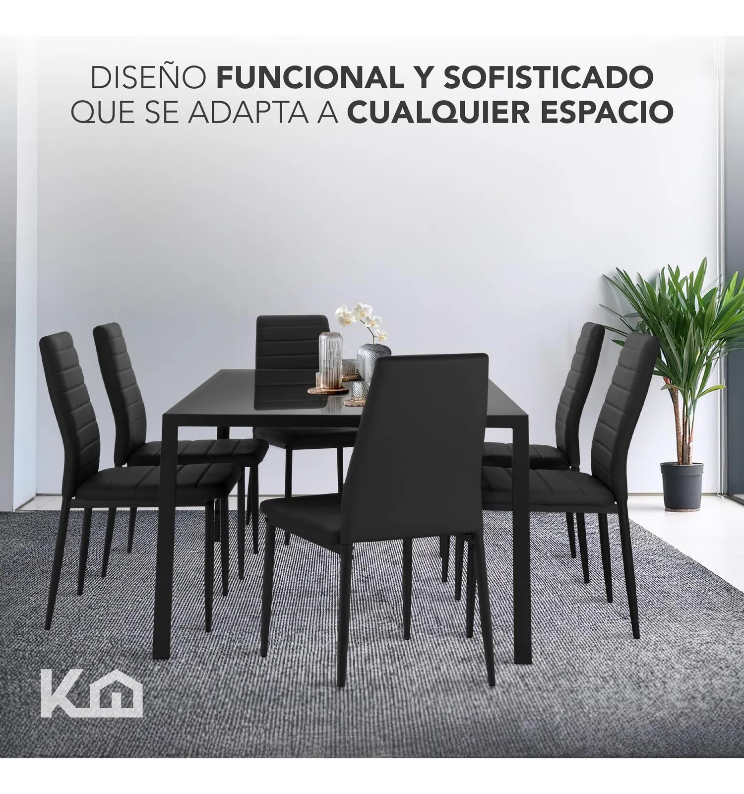 Juego De Comedor 6 Sillas Y Mesa De Vidrio Templado Moderno