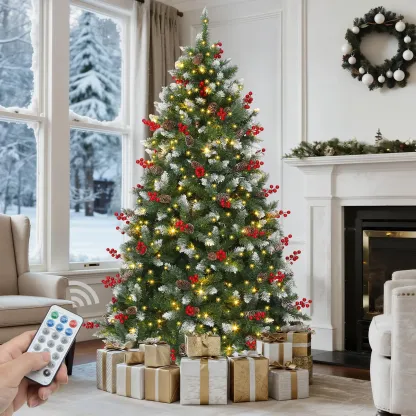 Árbol de Navidad Artificial YITAHOME Preiluminado con 11 Modos de Luz y Control Remoto, 6, 7.5 y 9 Pies, Varios Estilos