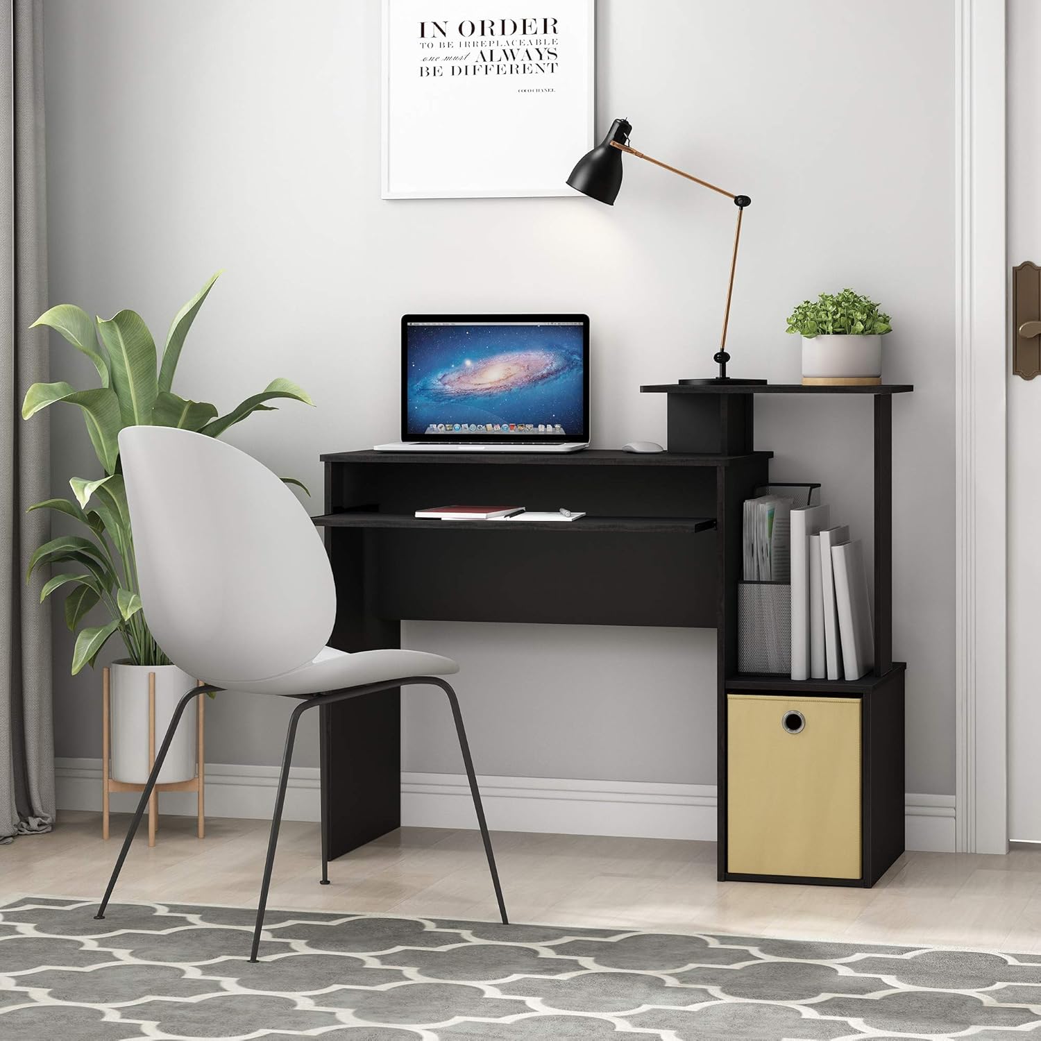 Furinno Econ - computadora Multiusos para computadora de Oficina en casa, Color Gris Roble francés