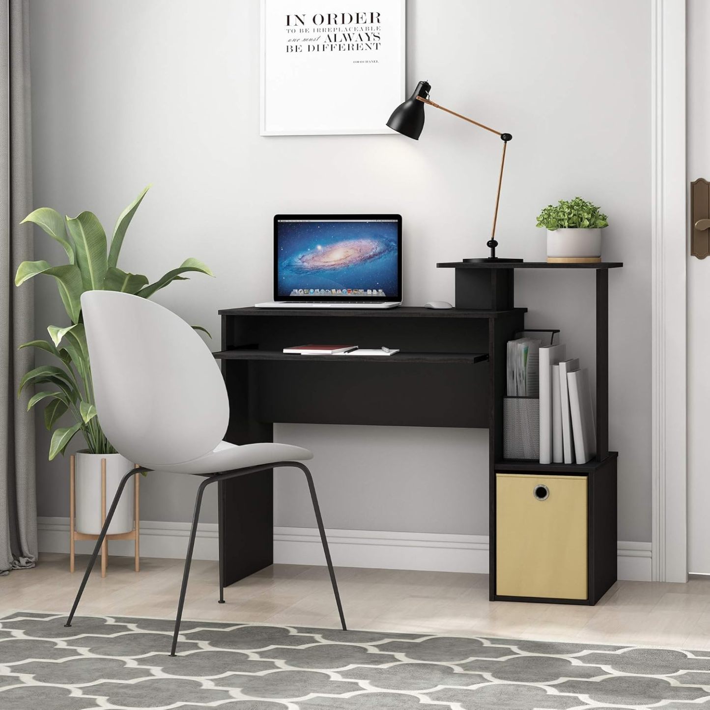 Furinno Econ - computadora Multiusos para computadora de Oficina en casa, Color Gris Roble francés