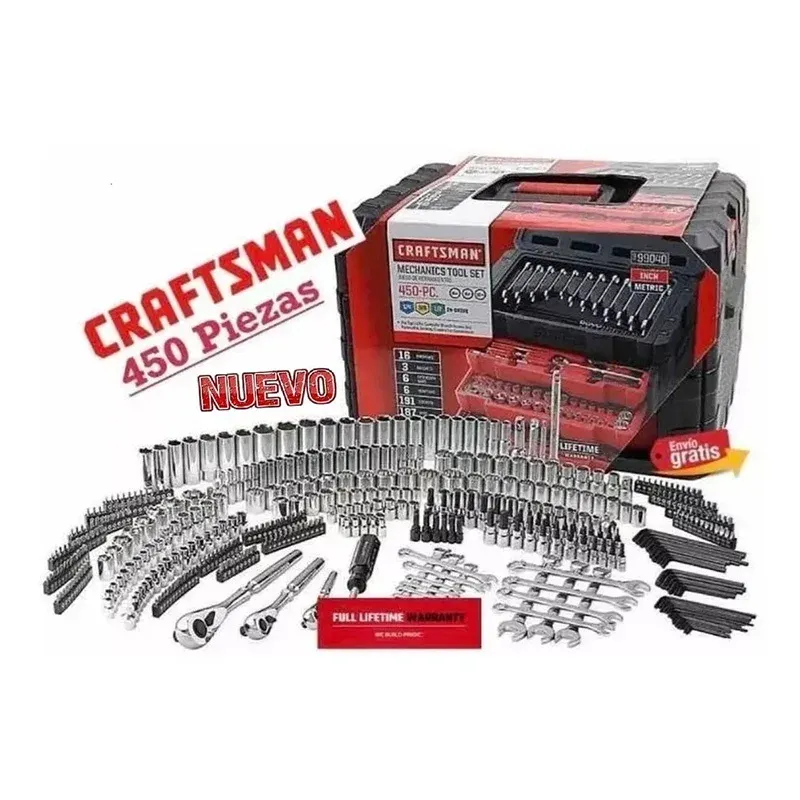 Caja Herramienta Mecanica Craftsman 450 Piezas 1/4 1/2 3/8