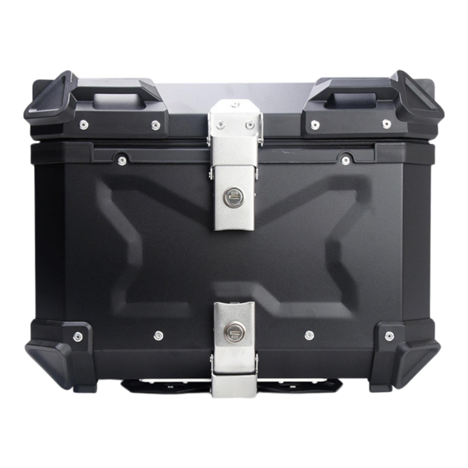 Baúl de motocicleta genérico, caja trasera, organizador de aluminio a prueba de golpes, caja para casco, baúl de almacenamiento de equipaje para 45L Plata