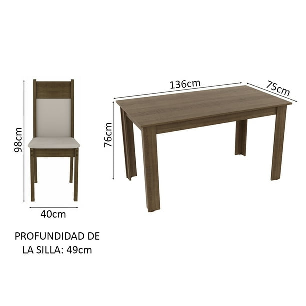 Juego de Comedor Madesa Jaíne Mesa Tablero de Madera con 6 Sillas Marrón/Crema Madesa con 6 Sillas